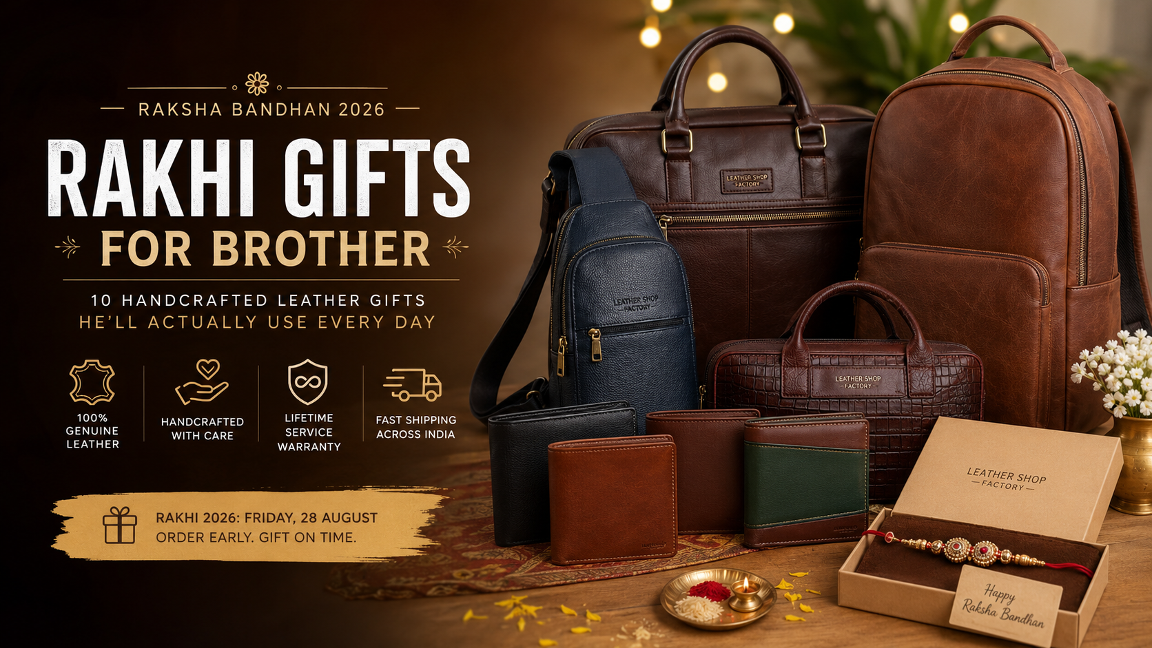 Rakhi Gifts for Brother 2026: 10 Handcrafted Leather Gifts He'll Use Daily | Leather Shop Factory