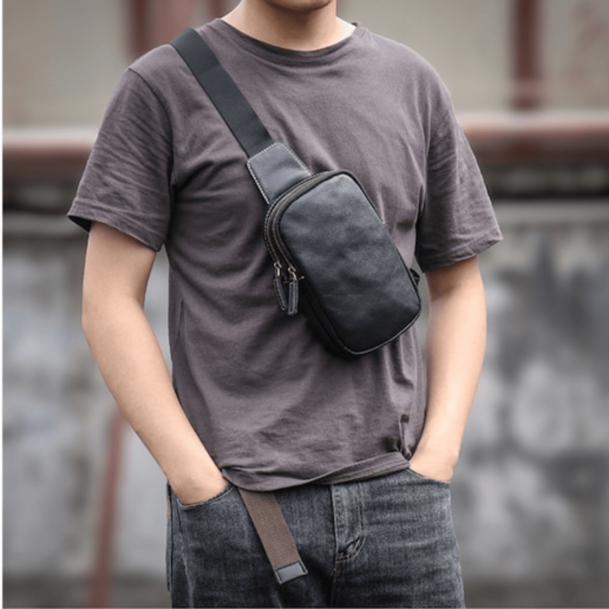 Gift for Christmas Leather Sling Bag - Leather Shop Factory
