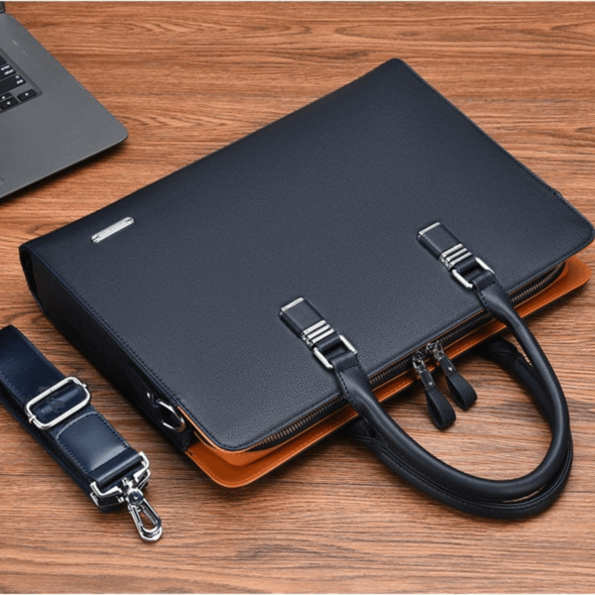Eco-Elegance Vegan Laptop Messenger - Leather Shop Factory