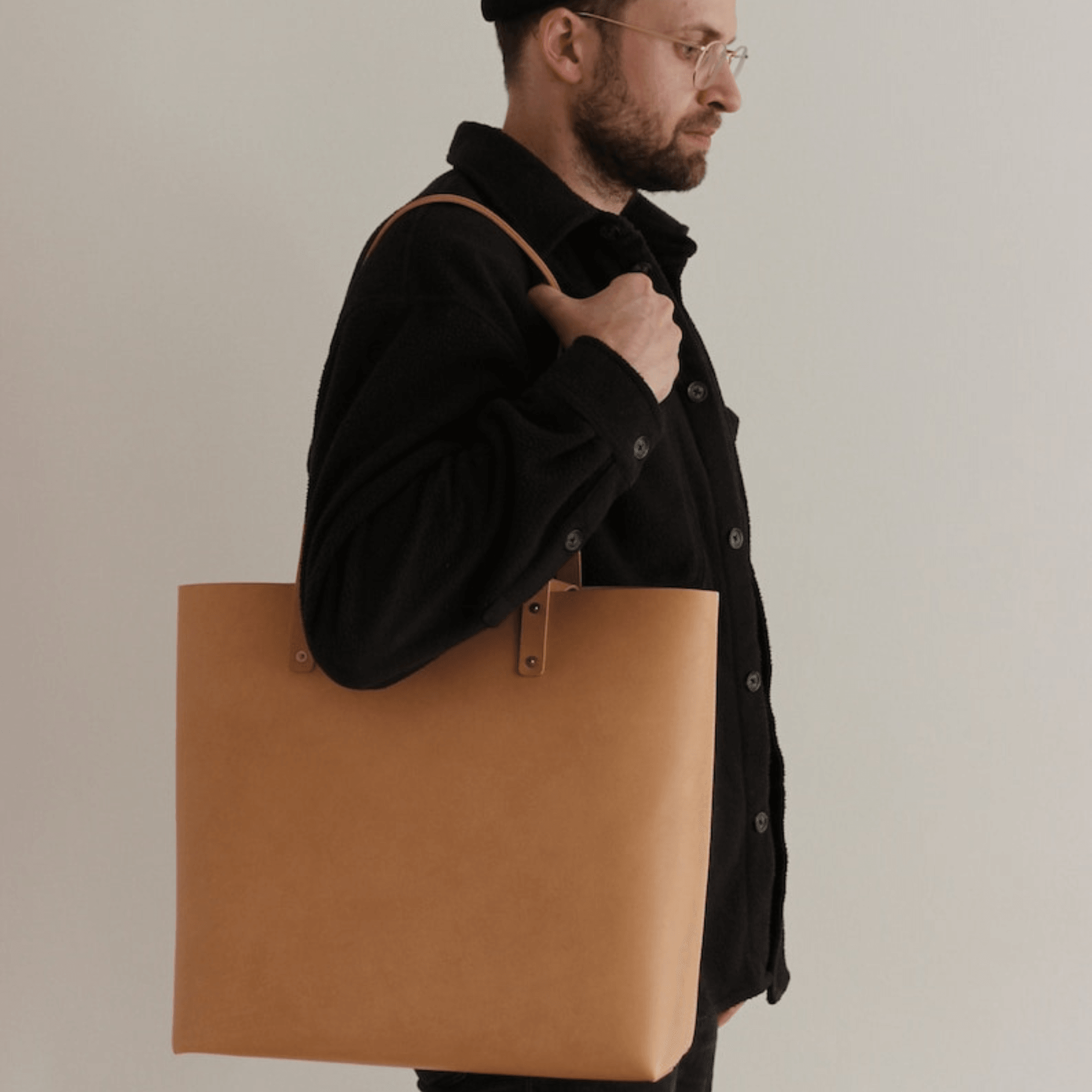 Leather shopper natural - Leather Shop Factory