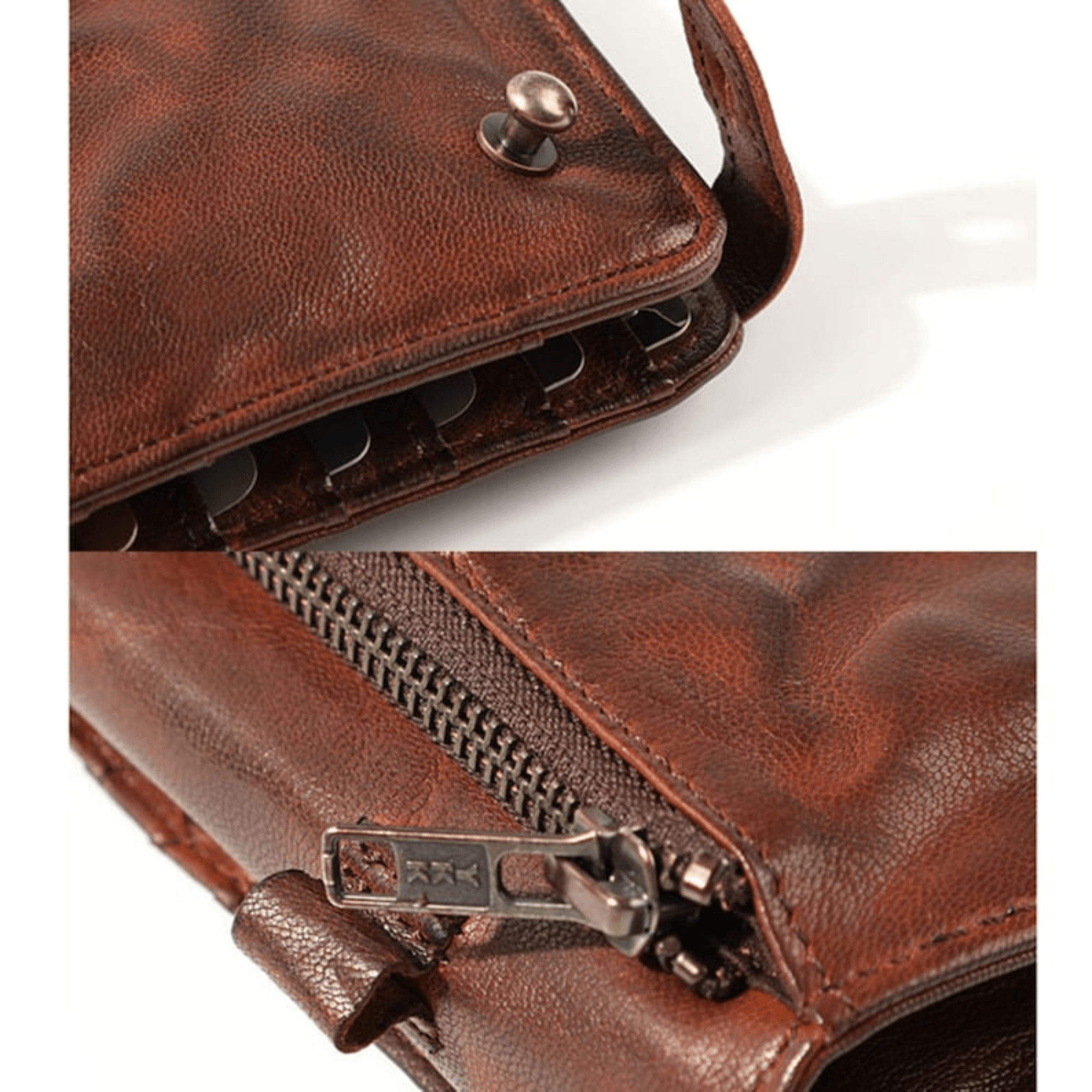 Handcrafted leather phone card wallet - Leather Shop Factory