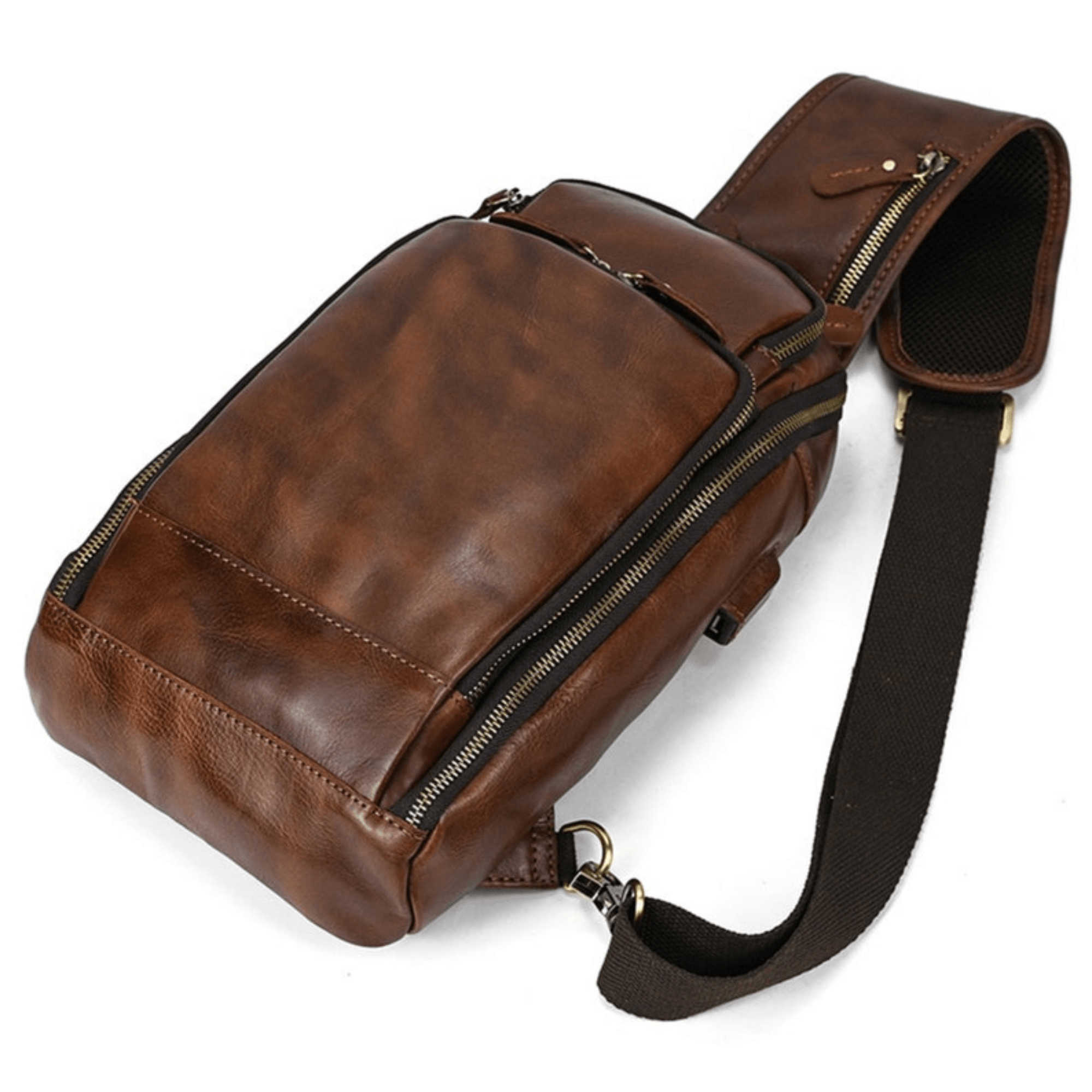 Sling Bag with Adjustable Strap and Multiple Pockets - Leather Shop Factory