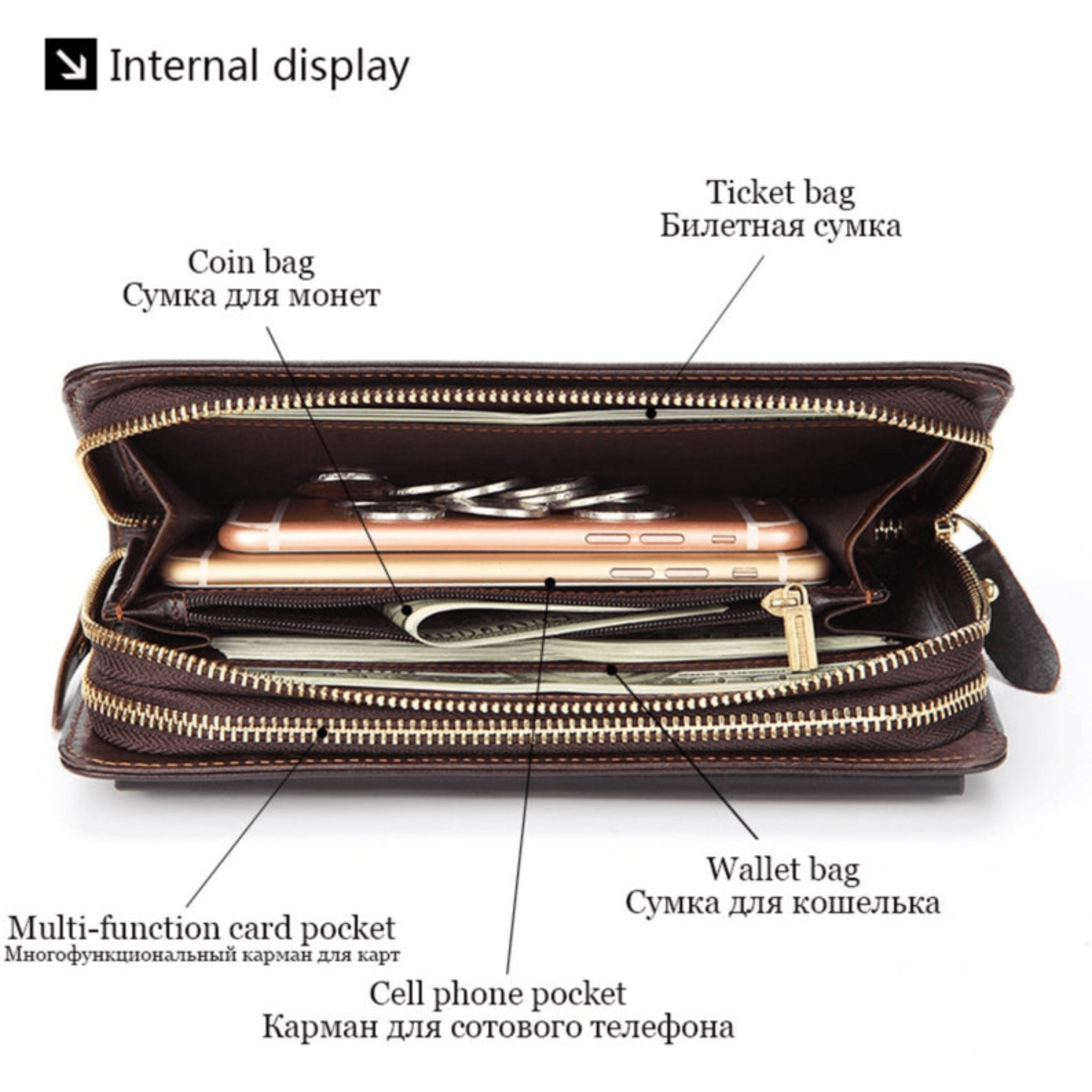 Premium Leather Men's Clutch - Sophisticated Organization for the Modern Gentleman - Leather Shop Factory