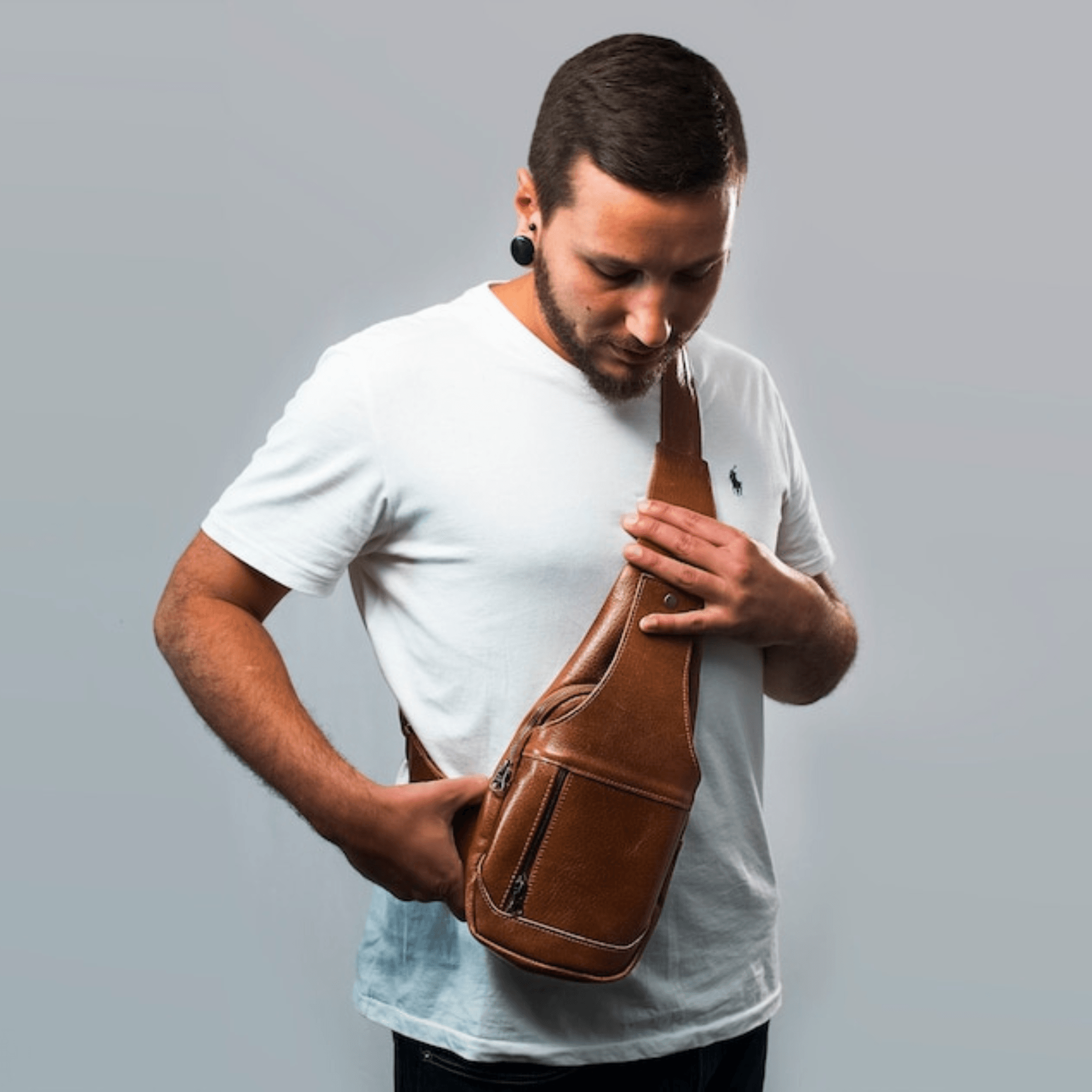 Mens leather sling bag - Leather Shop Factory