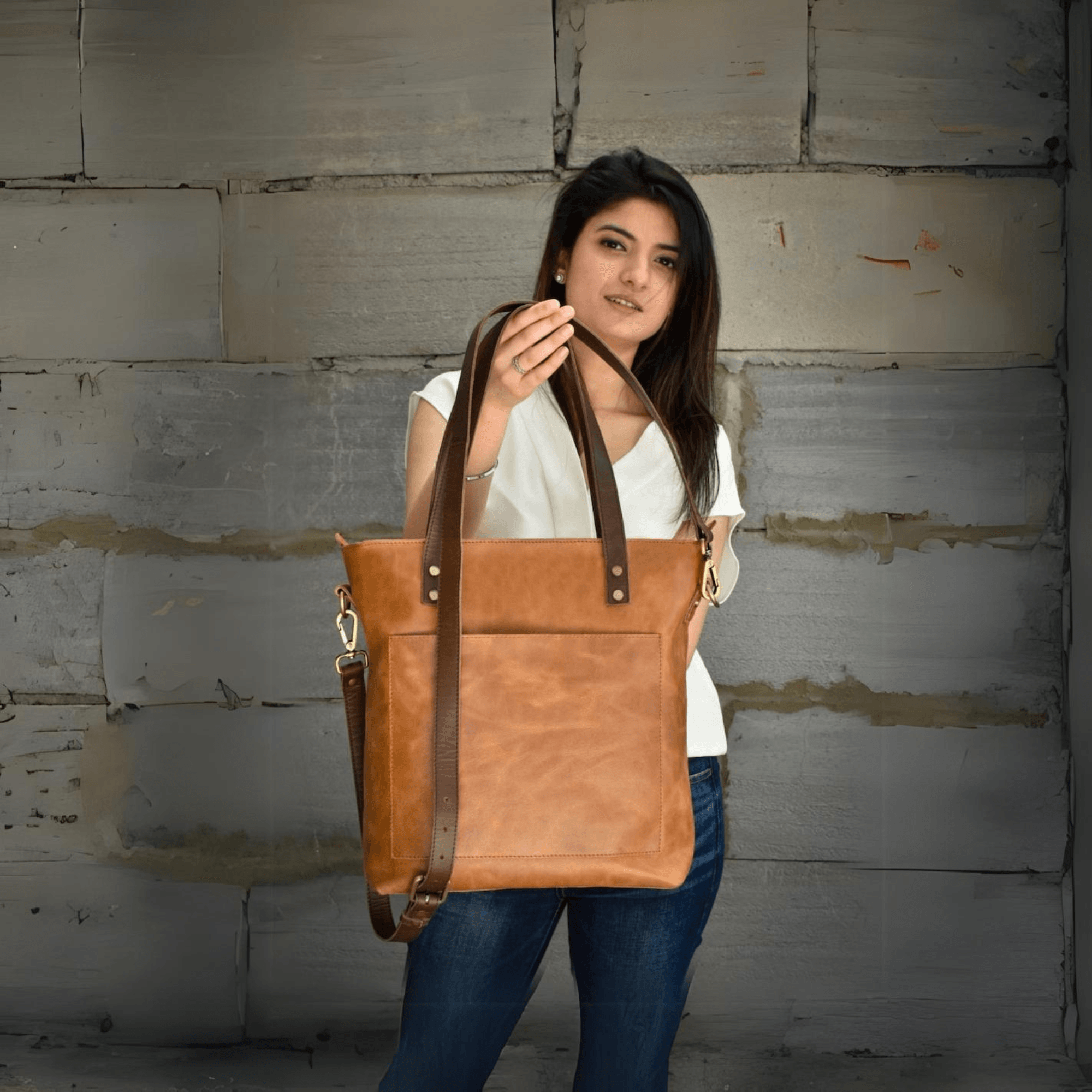 Leather tote bag for women gift large leather work bag Personalized purse - Leather Shop Factory