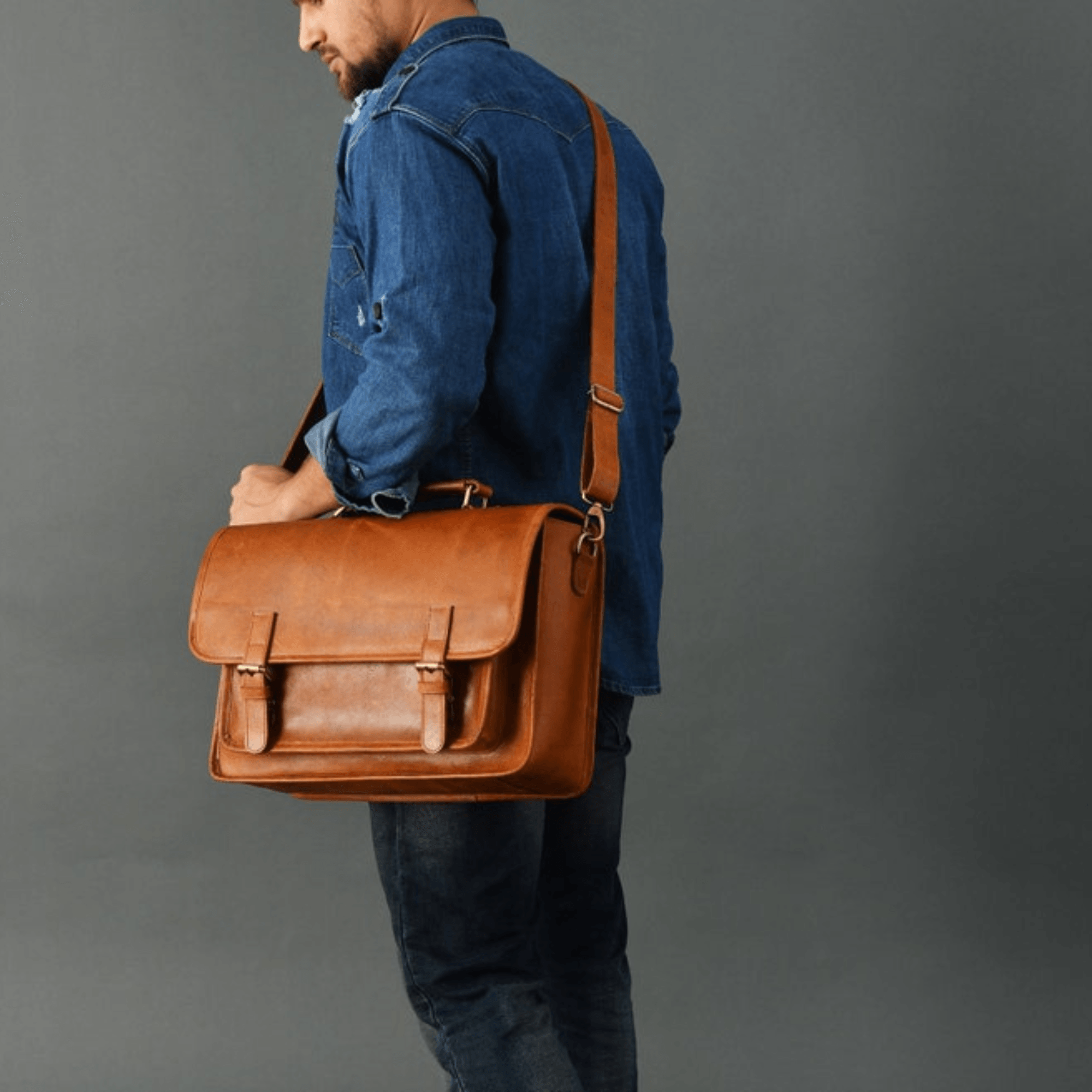 Classic Urban Messenger Laptop Bag - Leather Shop Factory