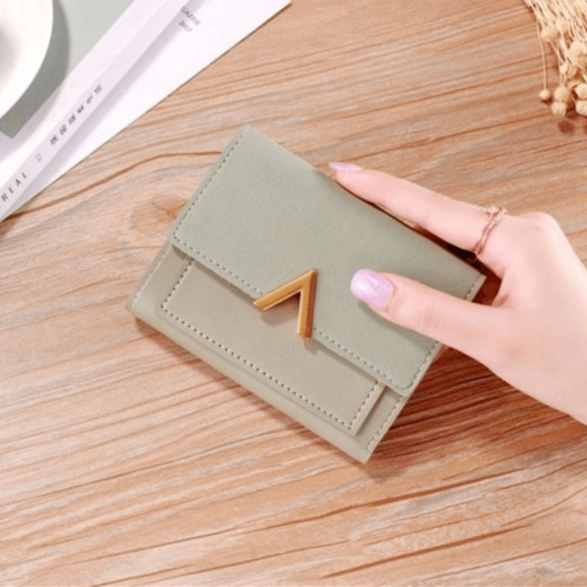 Fashion Ladies Short Wallet Tri-fold Wallet Color Wallet Coin Purse Card Holder - Leather Shop Factory
