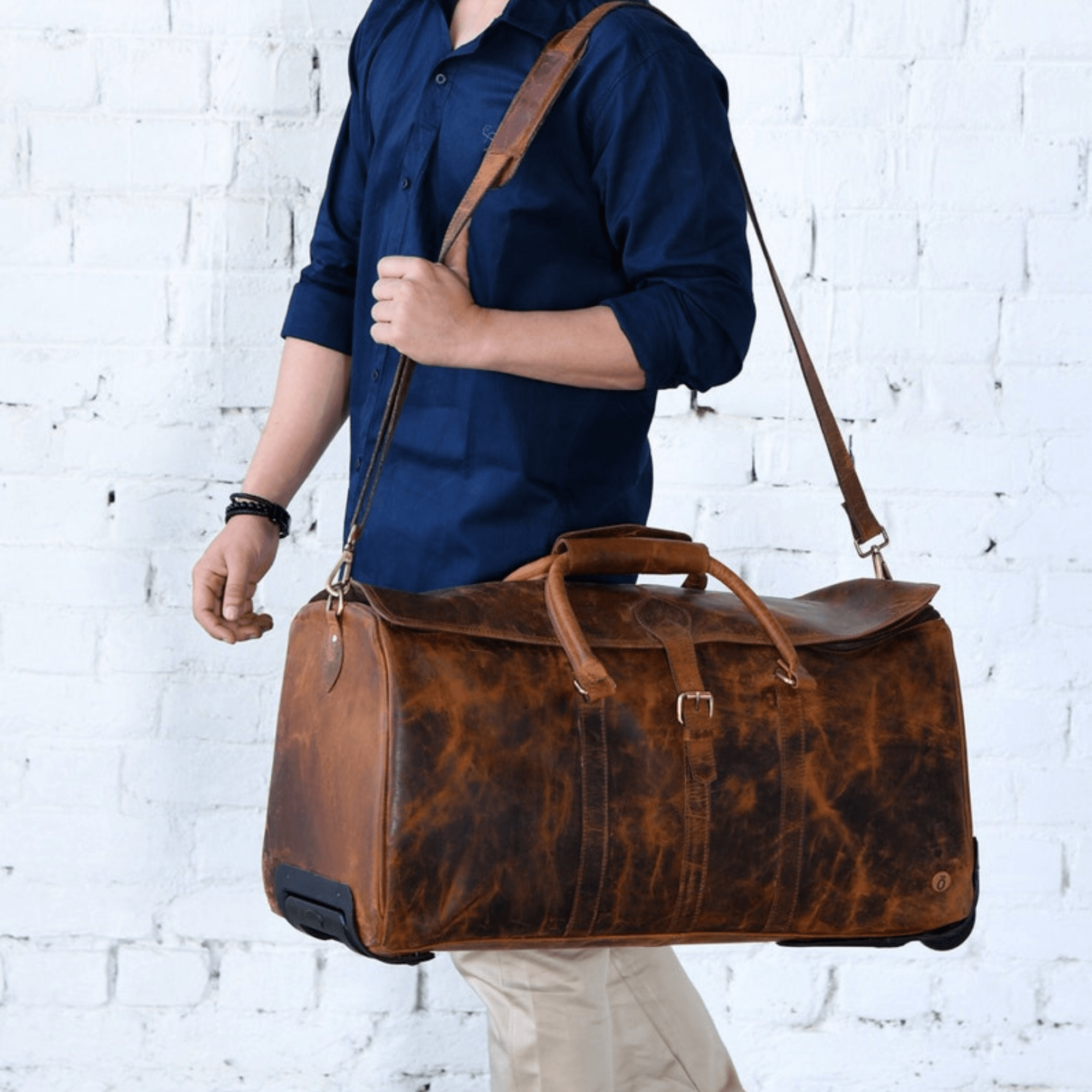 Indian Odyssey Rolling Leather Duffle - Leather Shop Factory