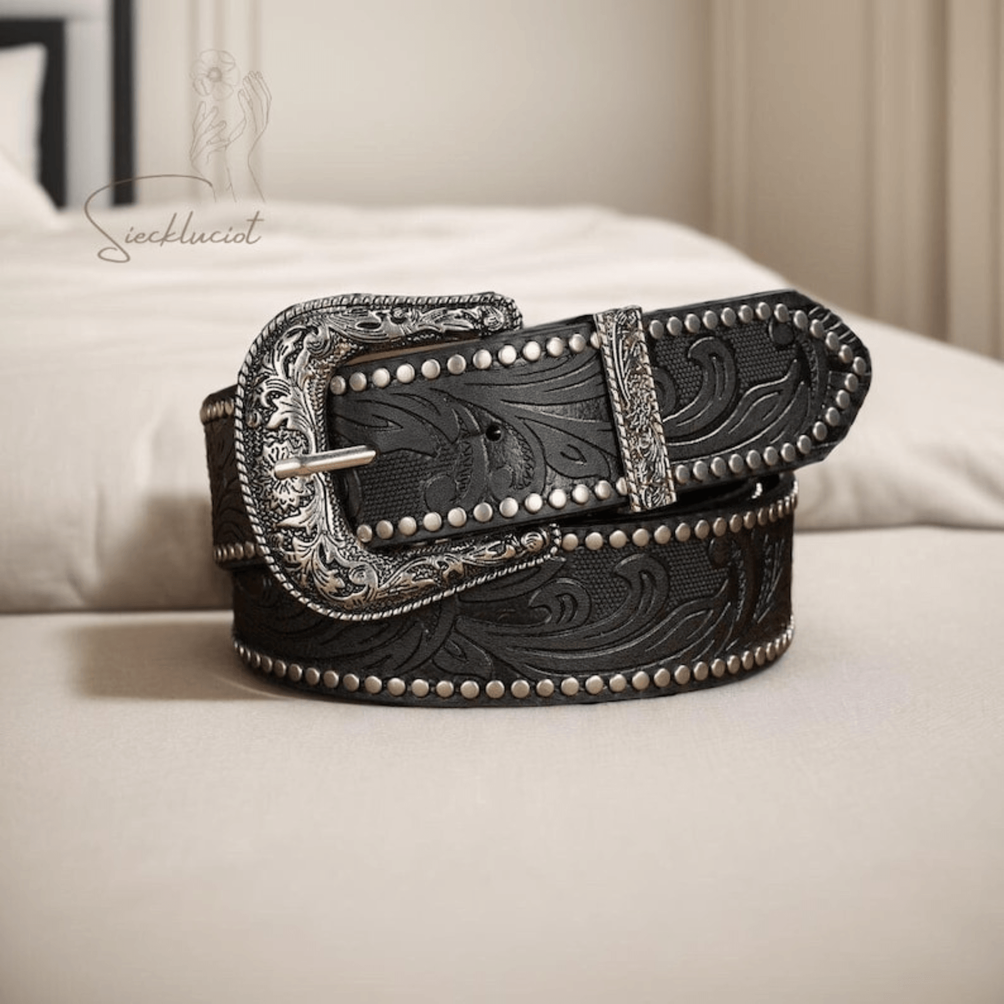 Men's Handcrafted Western Cowboy Leather Belt - Leather Shop Factory
