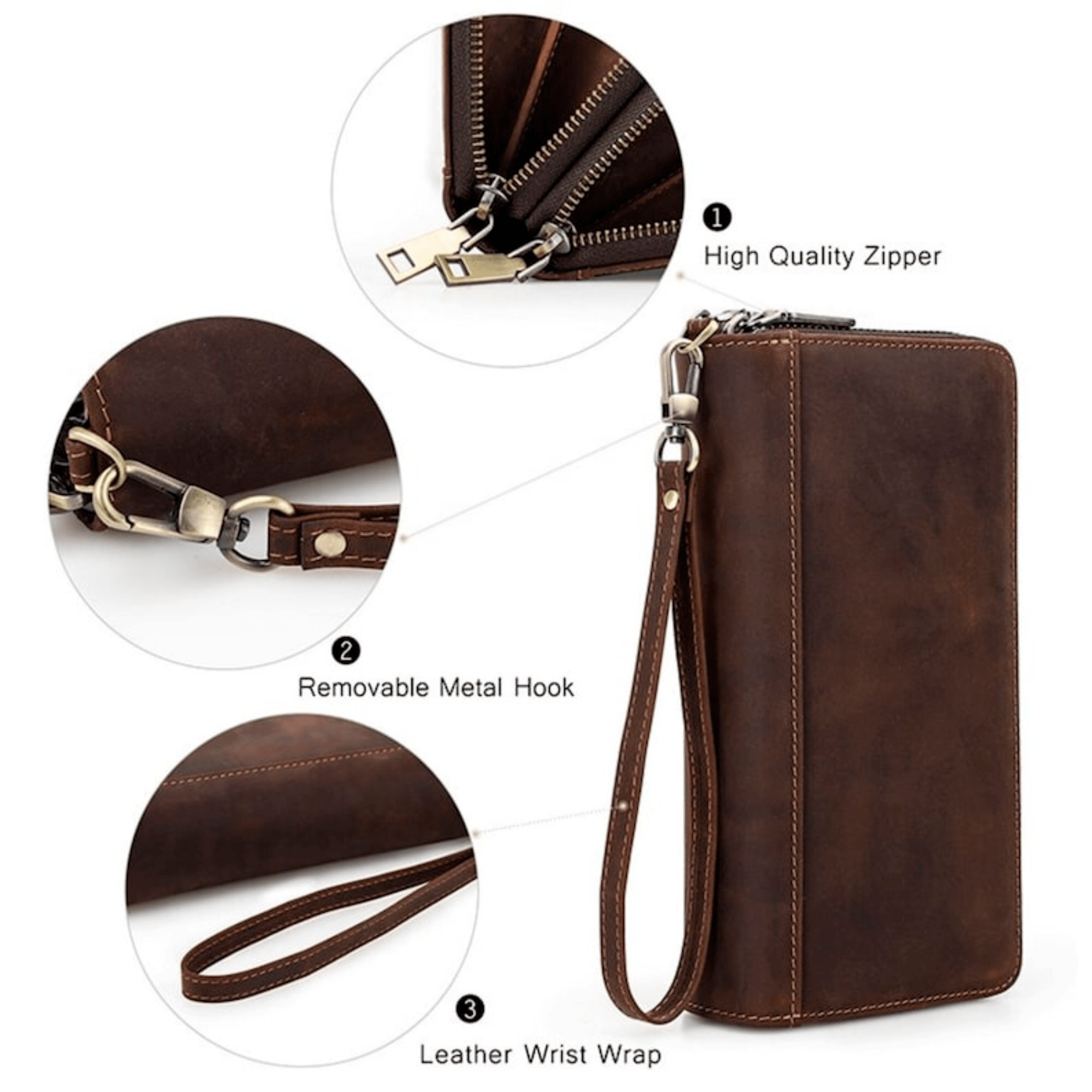 Handcrafted leather phone clutch for men