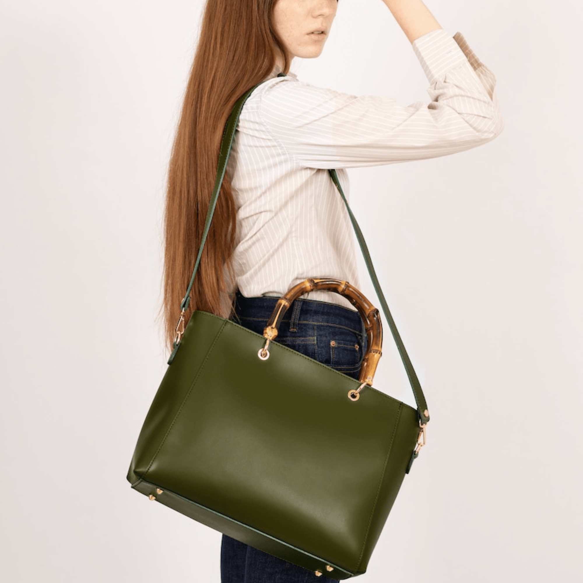 Bamboo Handle Bag - Leather Shop Factory