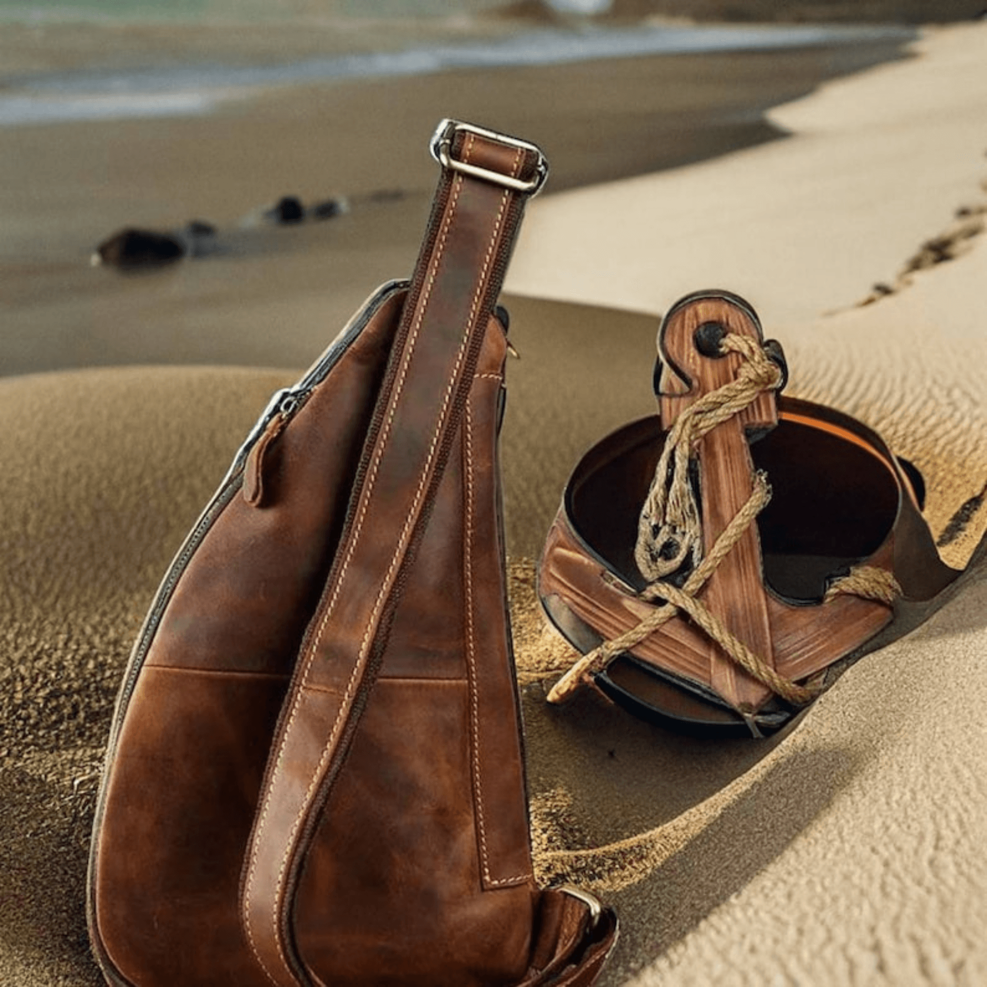 Genuine Leather Sling Bag for Men - Leather Shop Factory