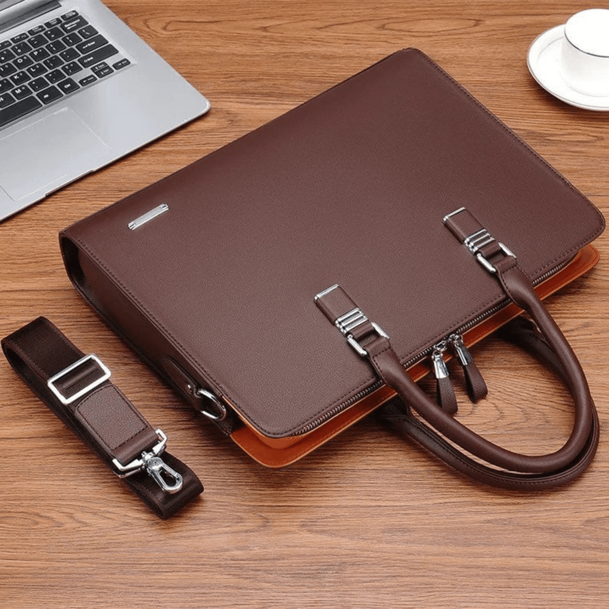 Eco-Elegance Vegan Laptop Messenger - Leather Shop Factory
