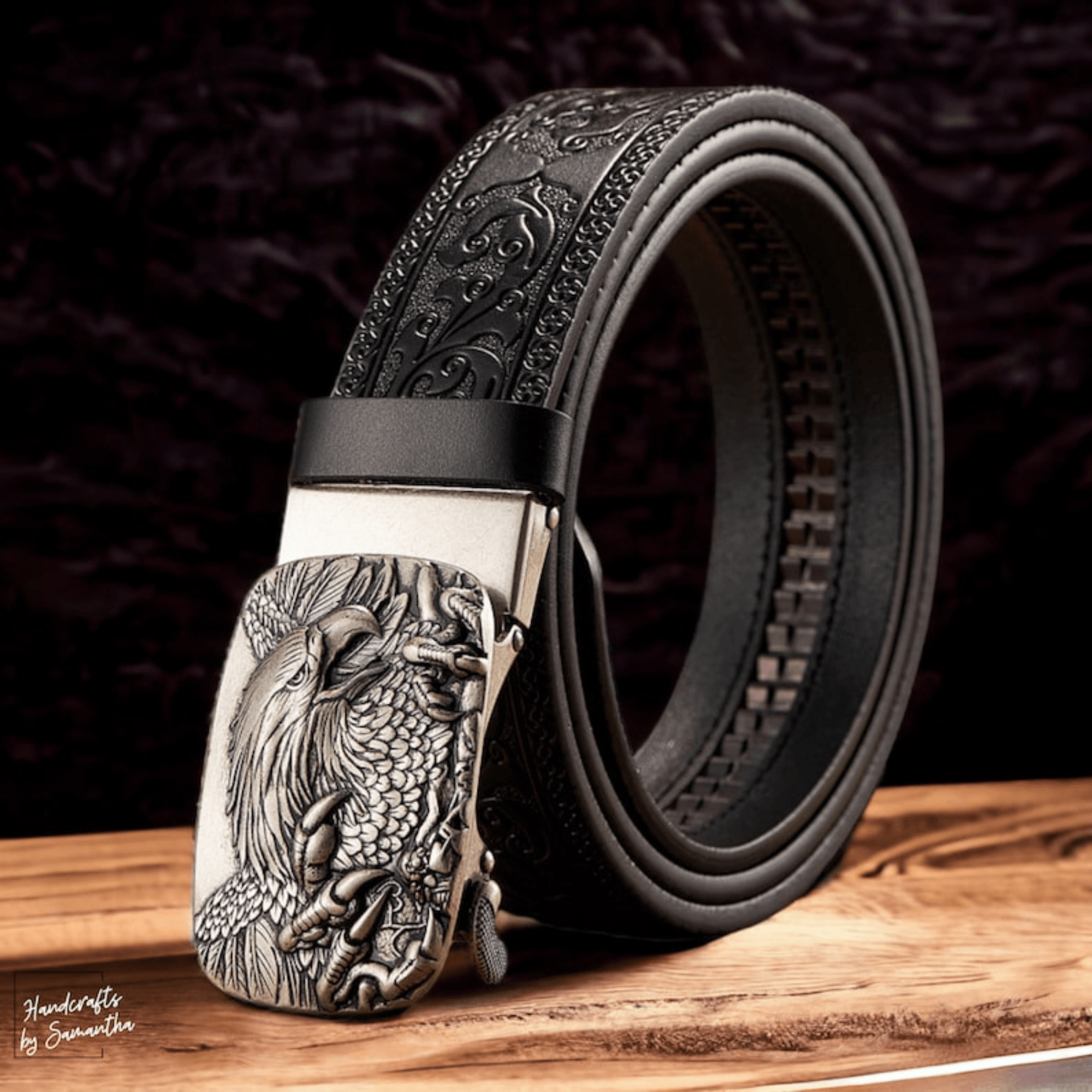 Mens Eagle Leather Belt - Leather Shop Factory