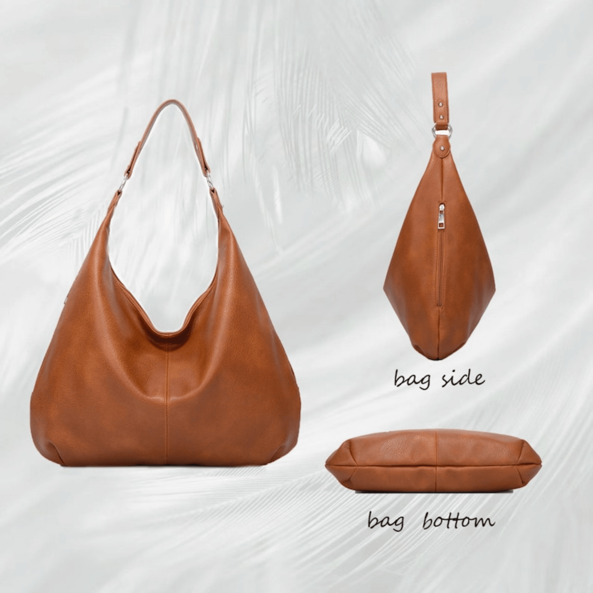 Soft leather tote,Leather large hobo bag