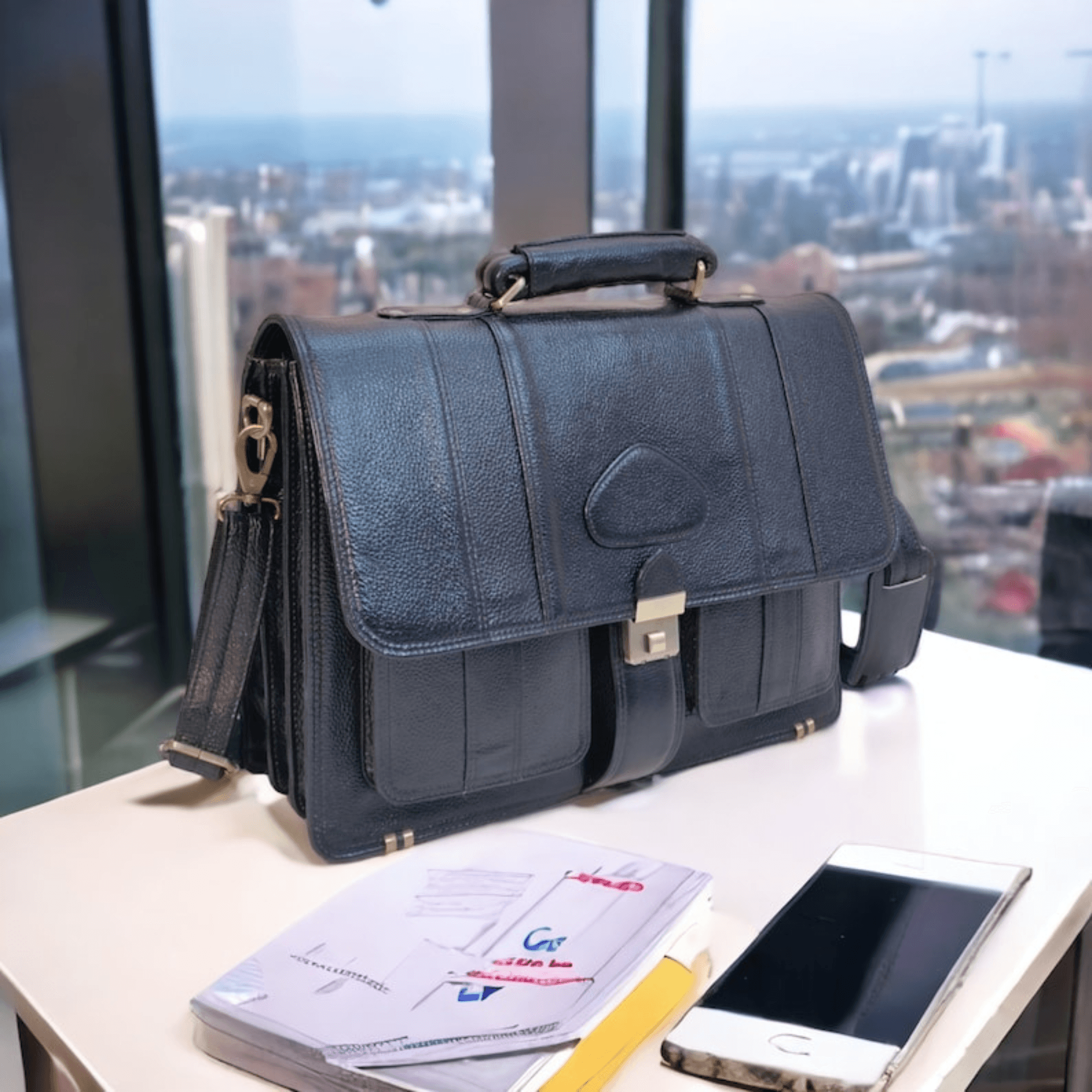 Indian Elegance Business Briefcase - Leather Shop Factory