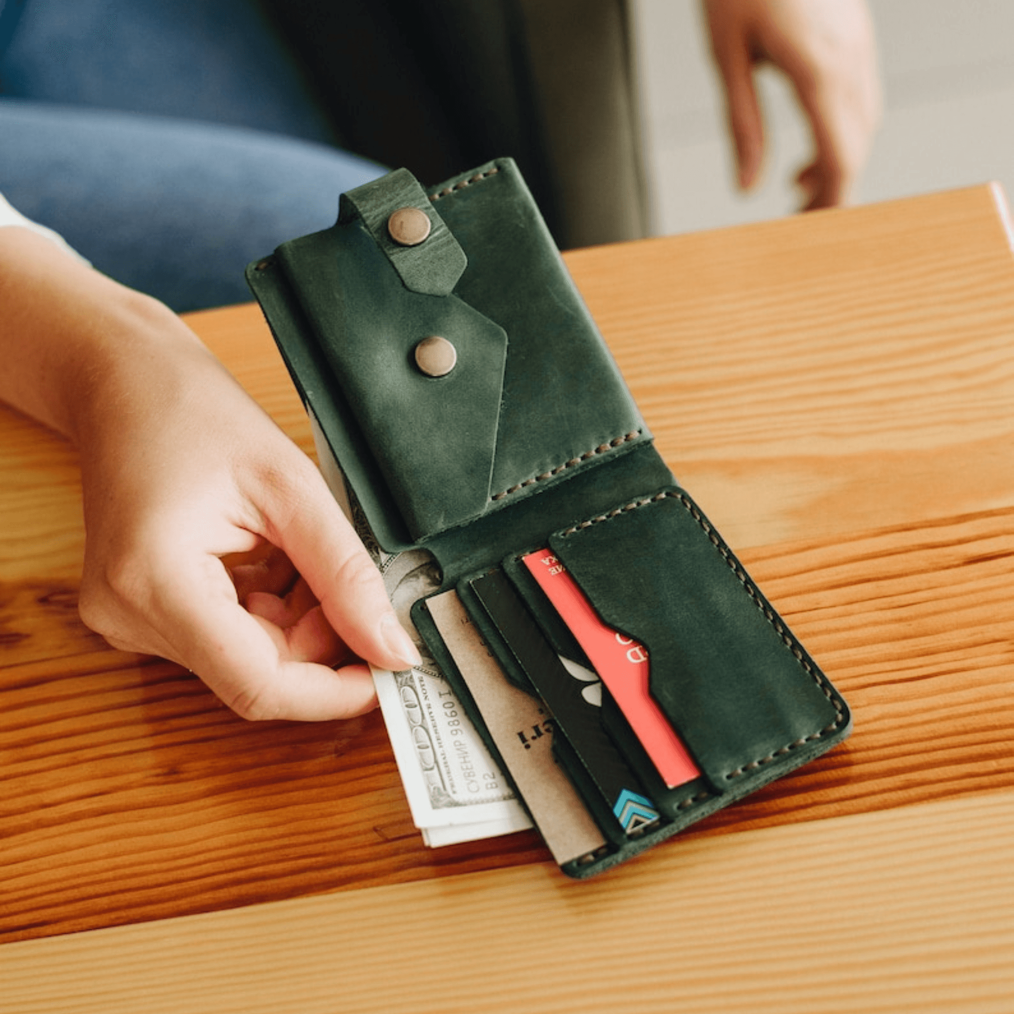 Custom wallet women small 3rd anniversary gift for her - Leather Shop Factory