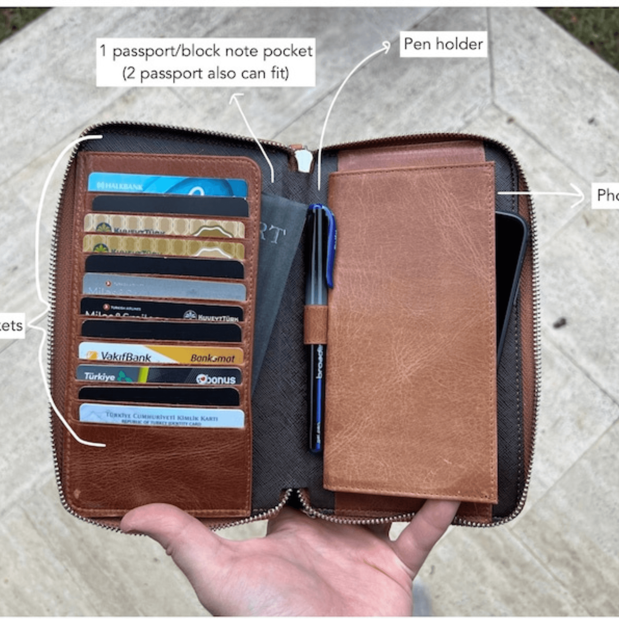 India-Made Luxury Double Zip Around Leather Wallet - Leather Shop Factory