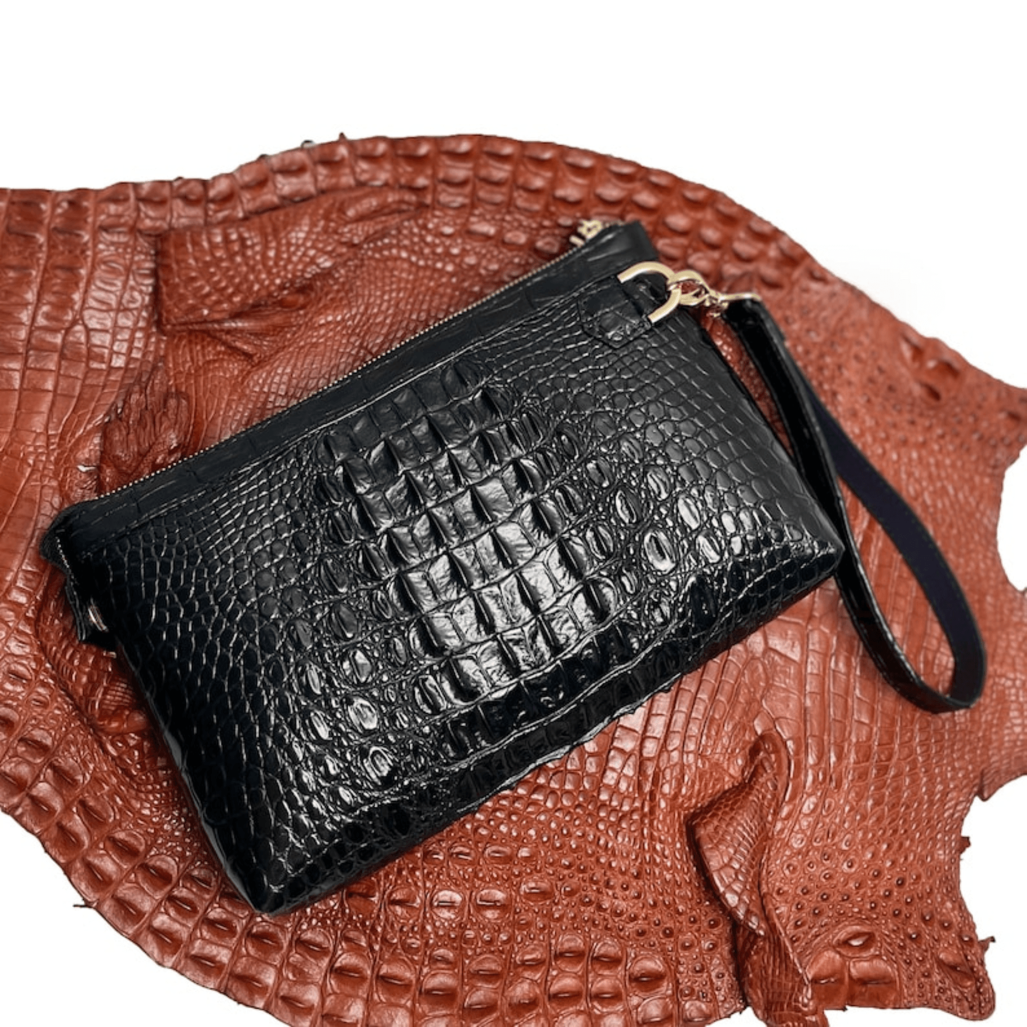 Black Leather Clutch Pouch Bag For Men - Leather Shop Factory