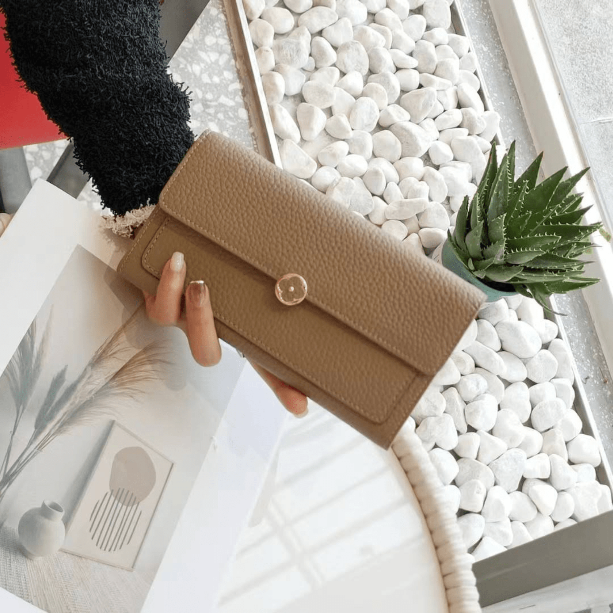 Leather solid color long wallet simple - Leather Shop Factory