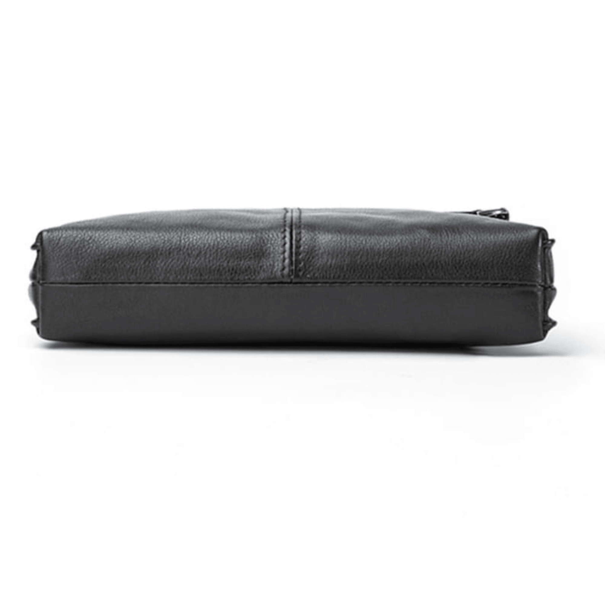 Handcrafted black leather phone wallet