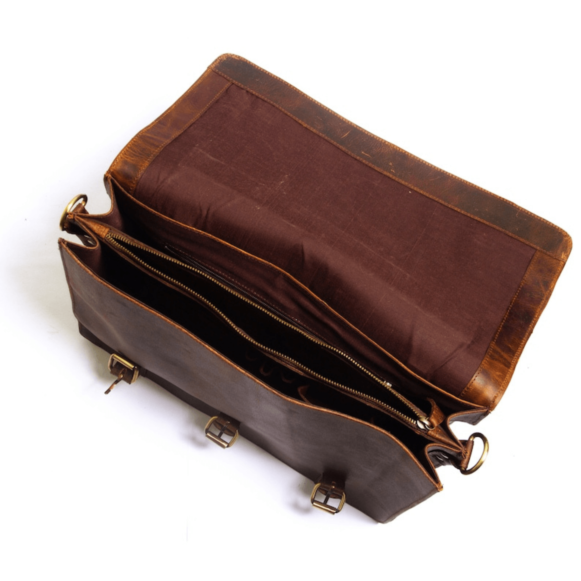 Vintage Full-Grain Leather Messenger Bag - Leather Shop Factory