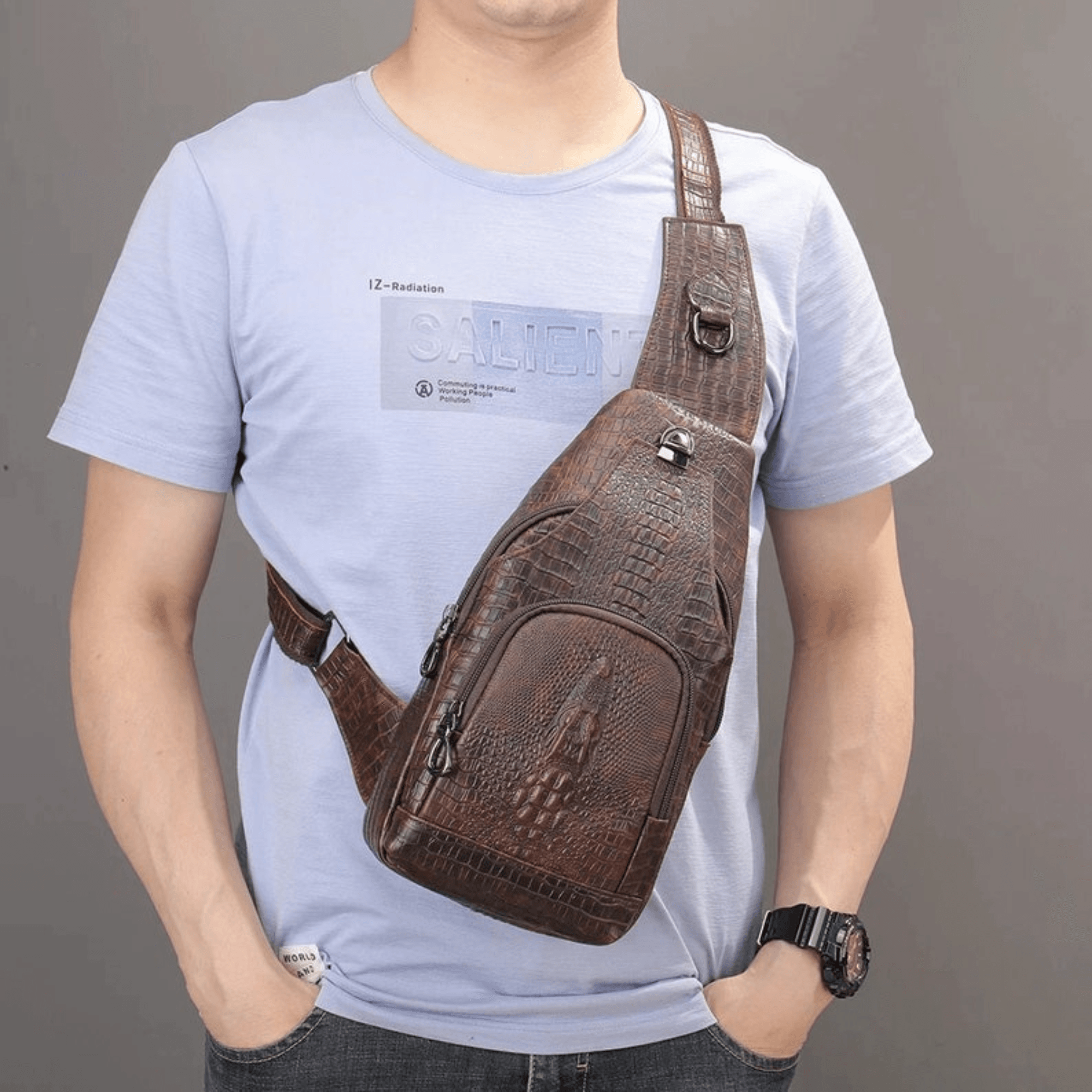 Genuine Leather Sling Bag Anti-Thief Crossbody - Leather Shop Factory
