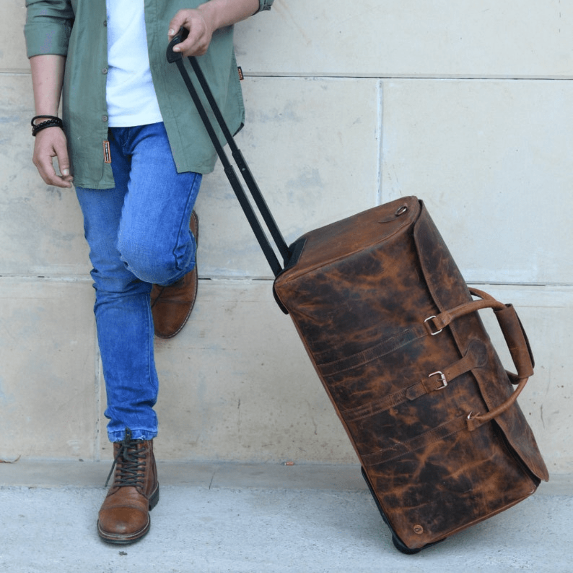 Indian Odyssey Rolling Leather Duffle - Leather Shop Factory