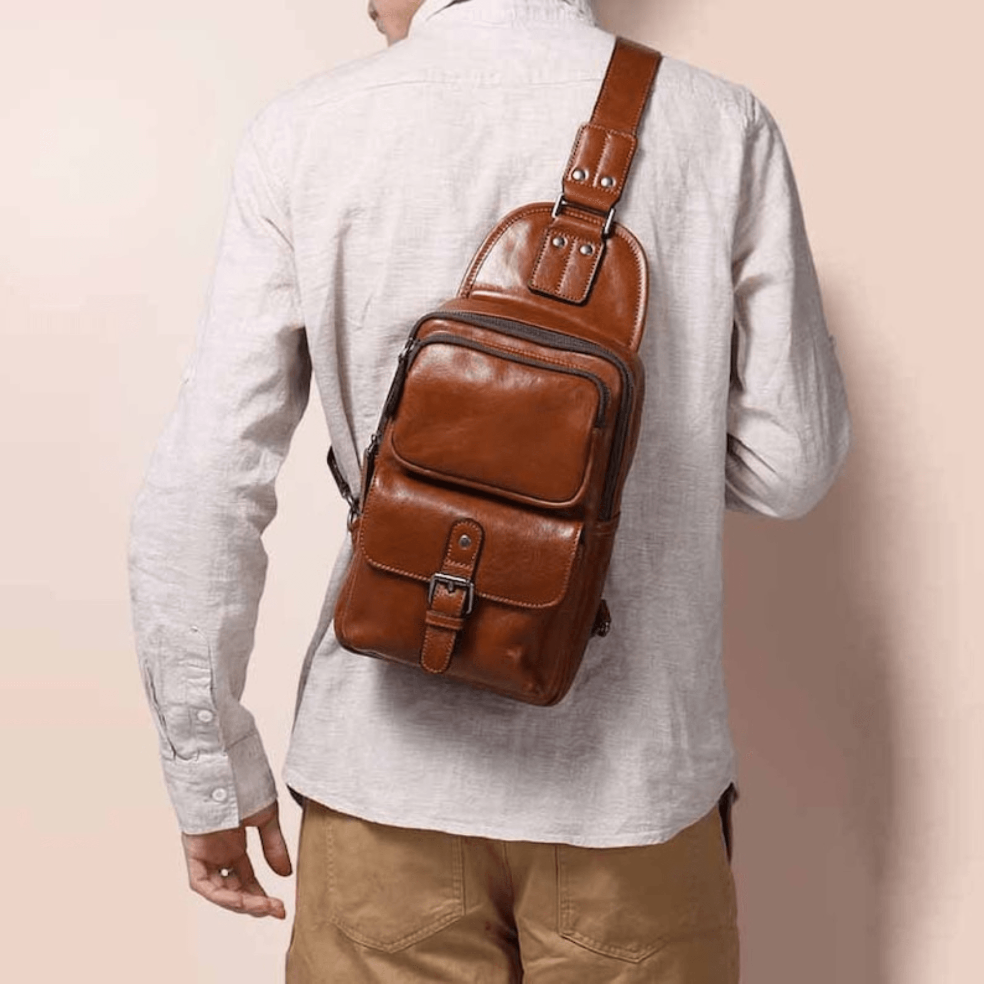 Leather Sling Bag for men - Leather Shop Factory