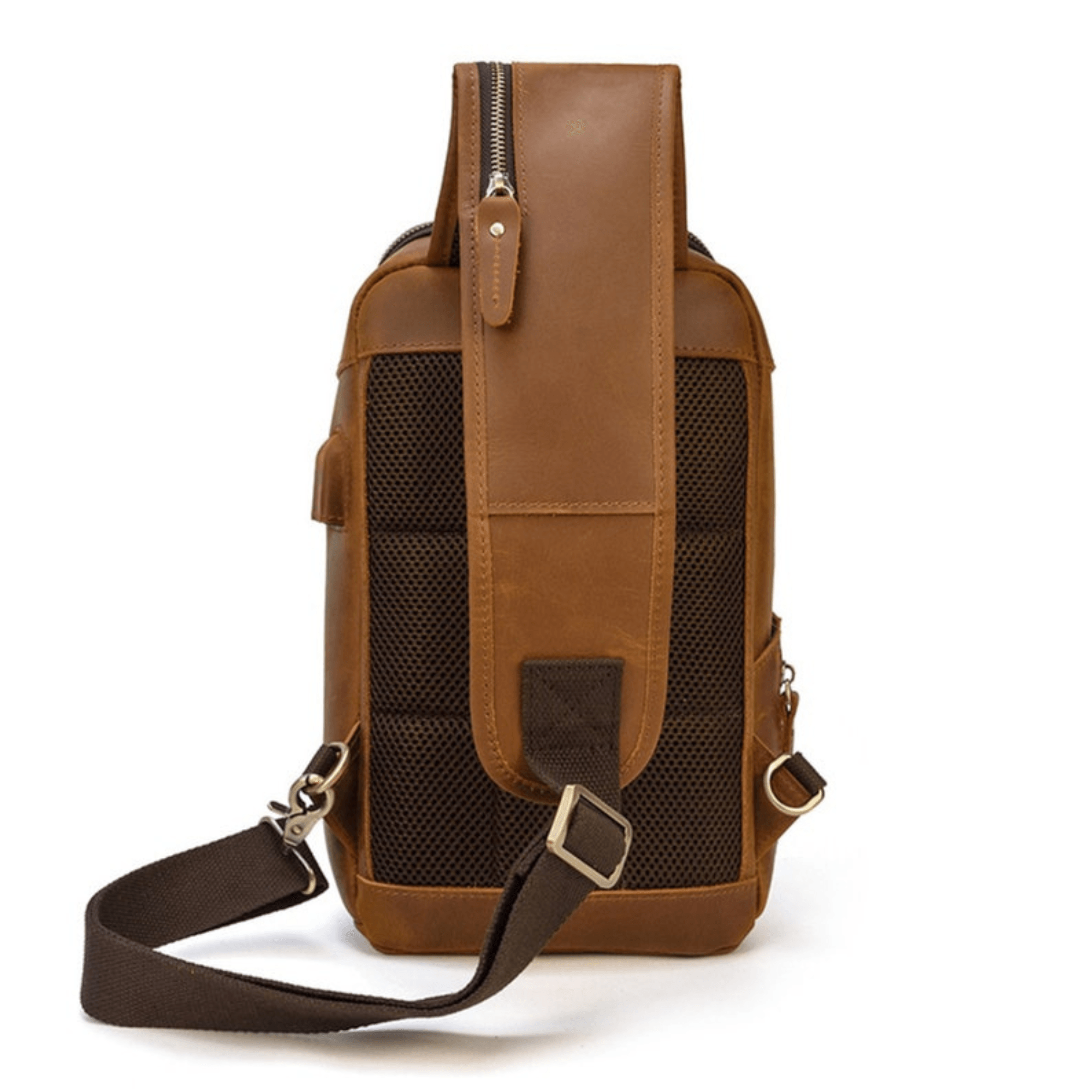 Sling Bag with Adjustable Strap and Multiple Pockets - Leather Shop Factory