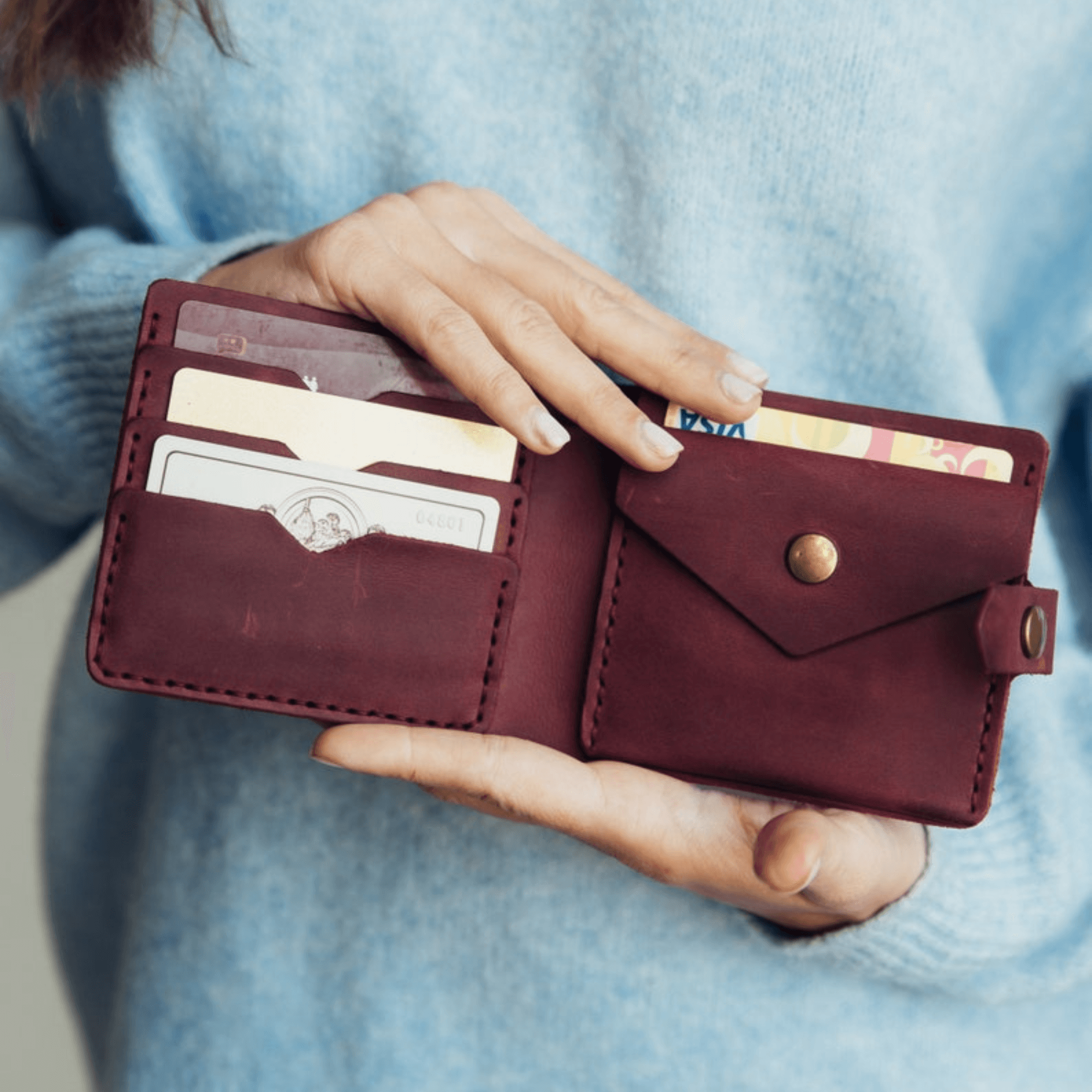 custom wallet slim wallet 3rd anniversary gift - Leather Shop Factory