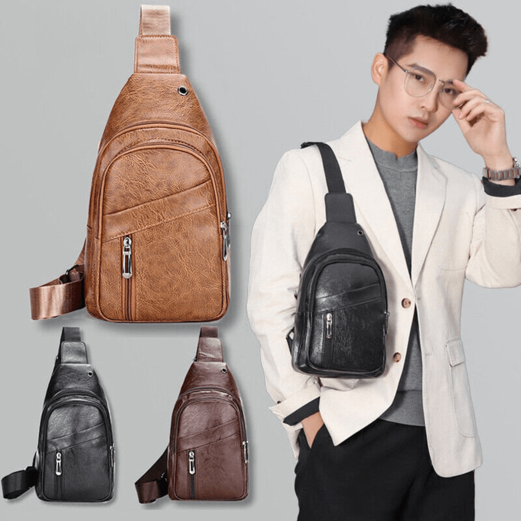 Leather Sling Bag for Men - Leather Shop Factory