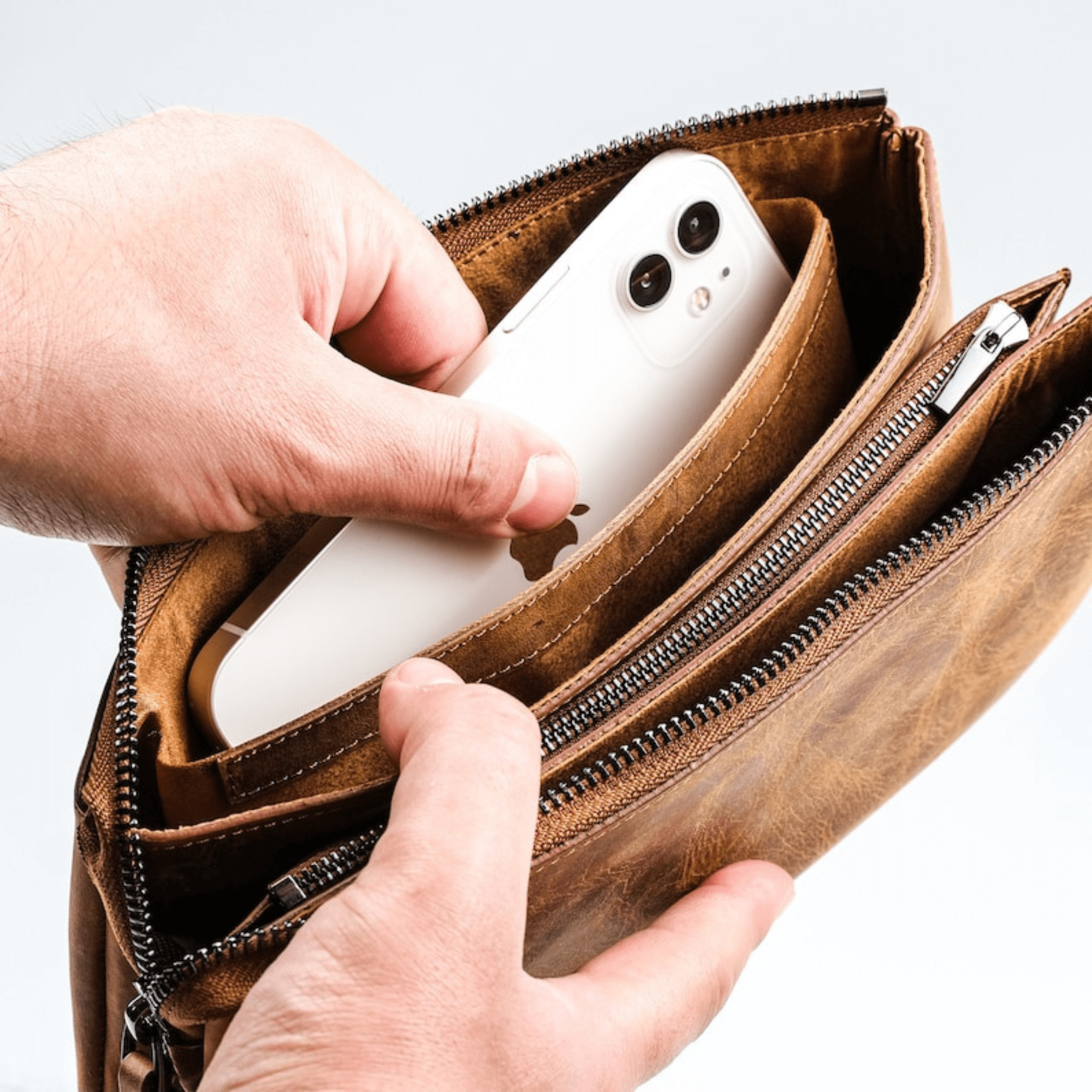 Personalized leather clutch bag for mens