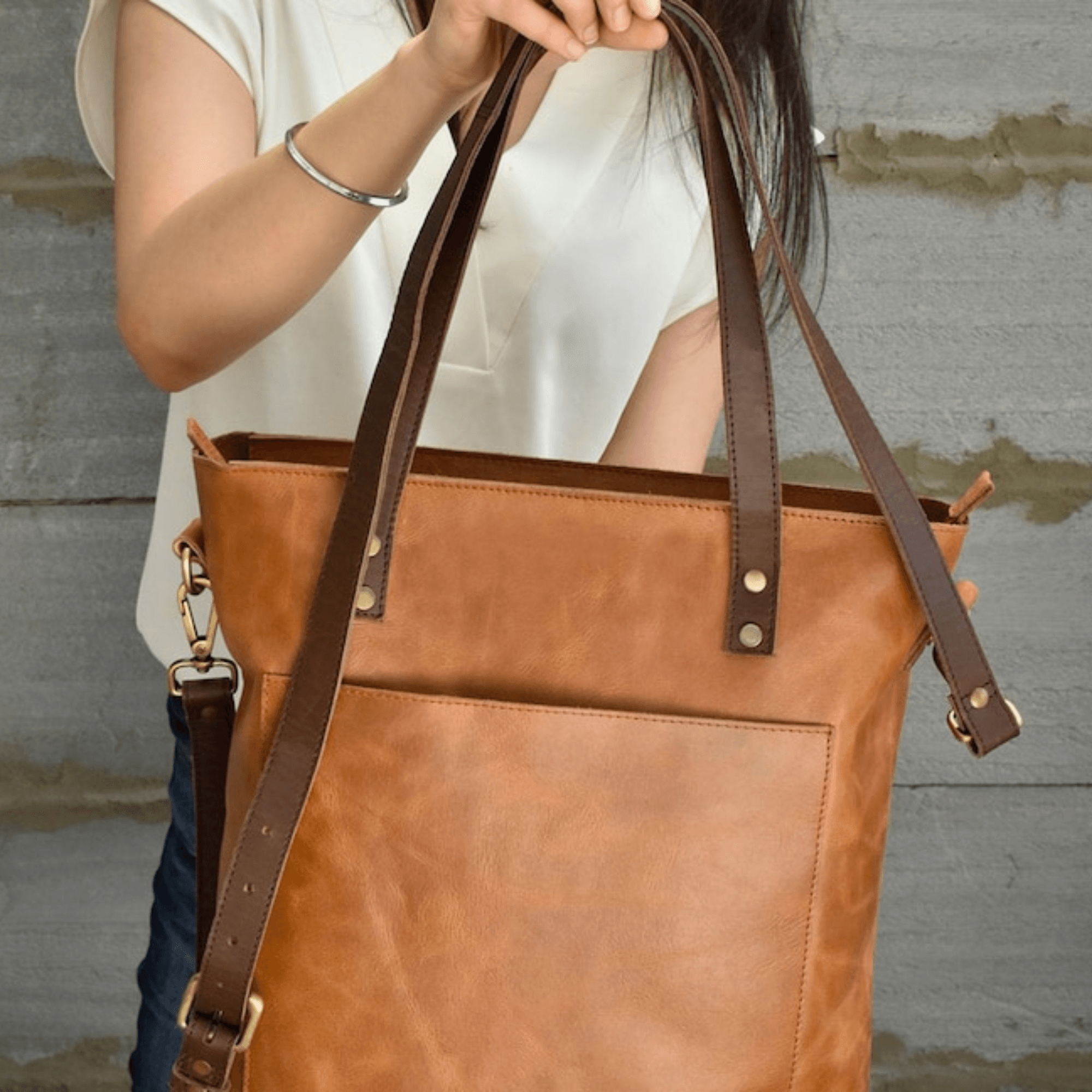 Leather tote bag for women gift large leather work bag Personalized purse - Leather Shop Factory