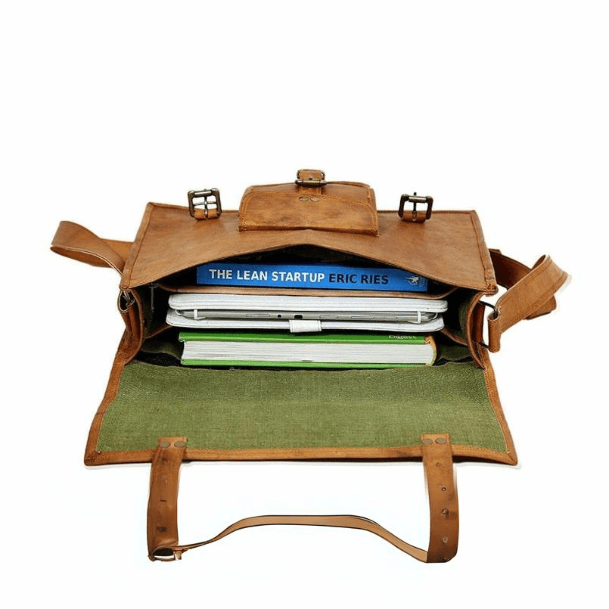 Vintage Full-Grain Leather Laptop Bag with Concealed Locks - Leather Shop Factory