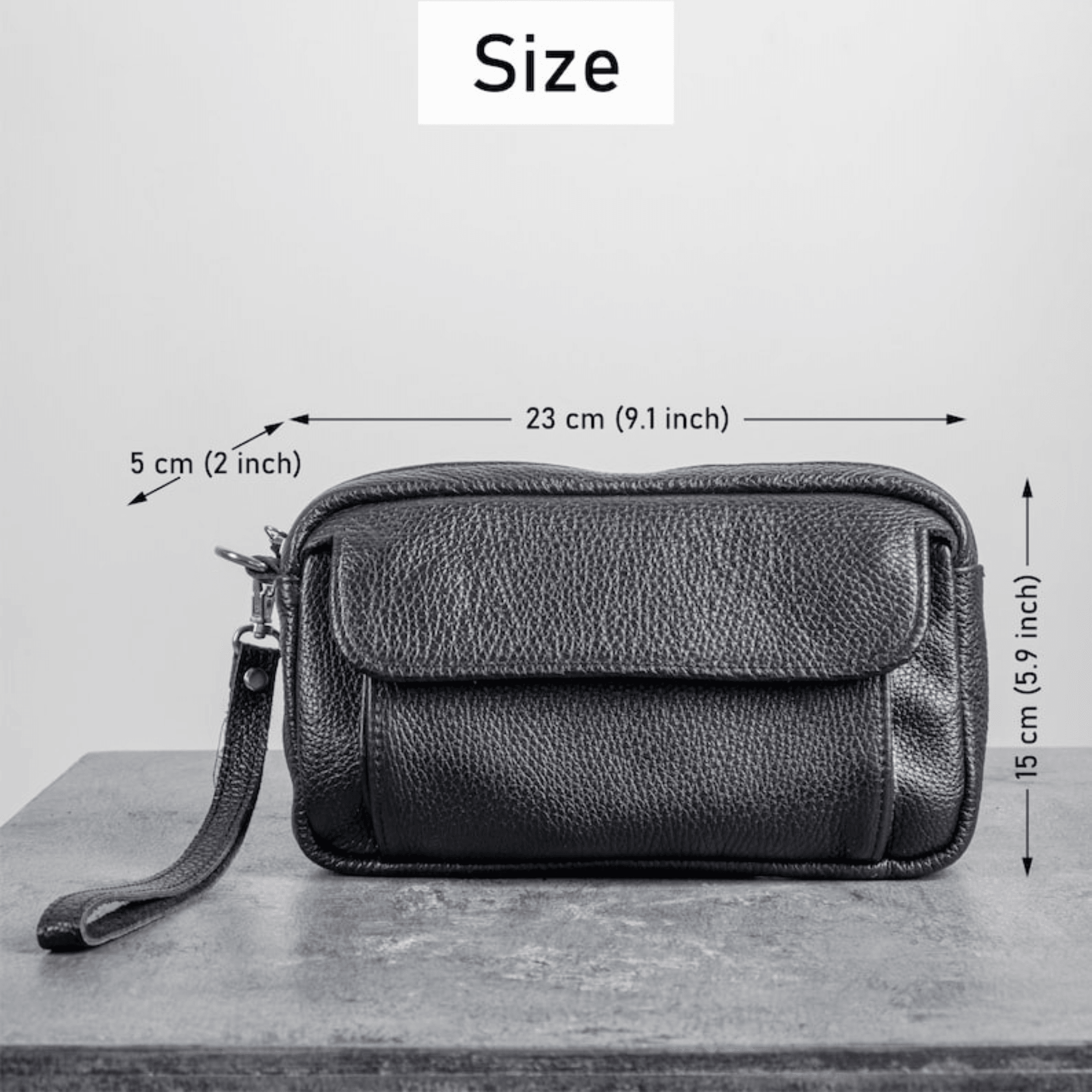 Leather mens clutch bag wristlet clutch