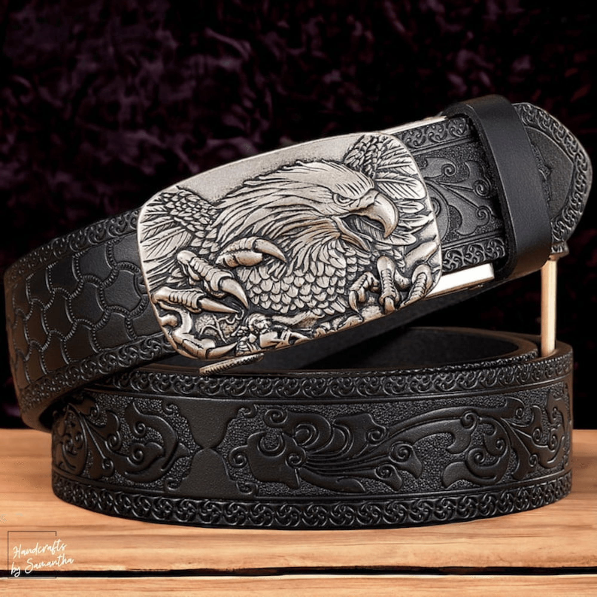 Mens Eagle Leather Belt - Leather Shop Factory