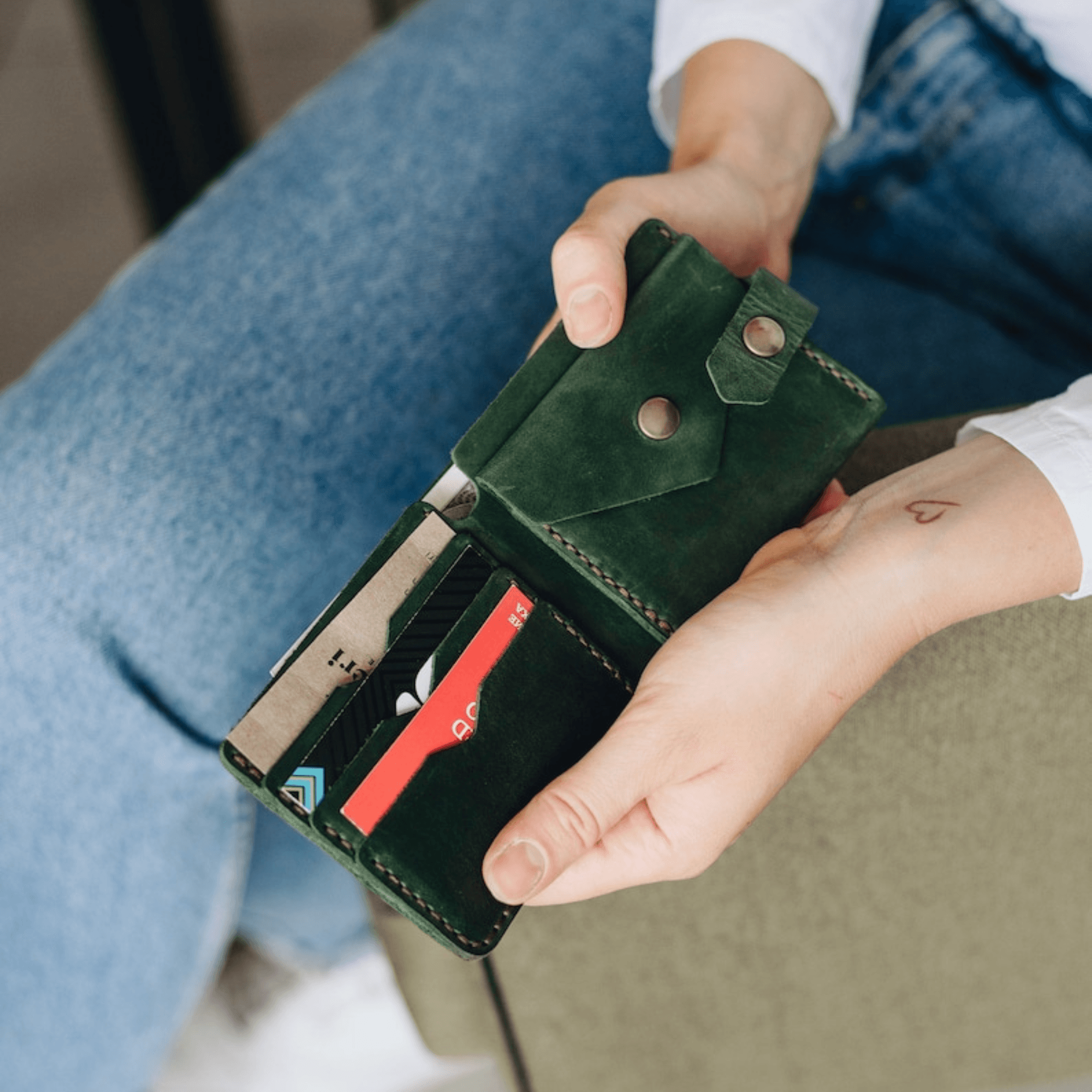 Custom wallet women small 3rd anniversary gift for her - Leather Shop Factory