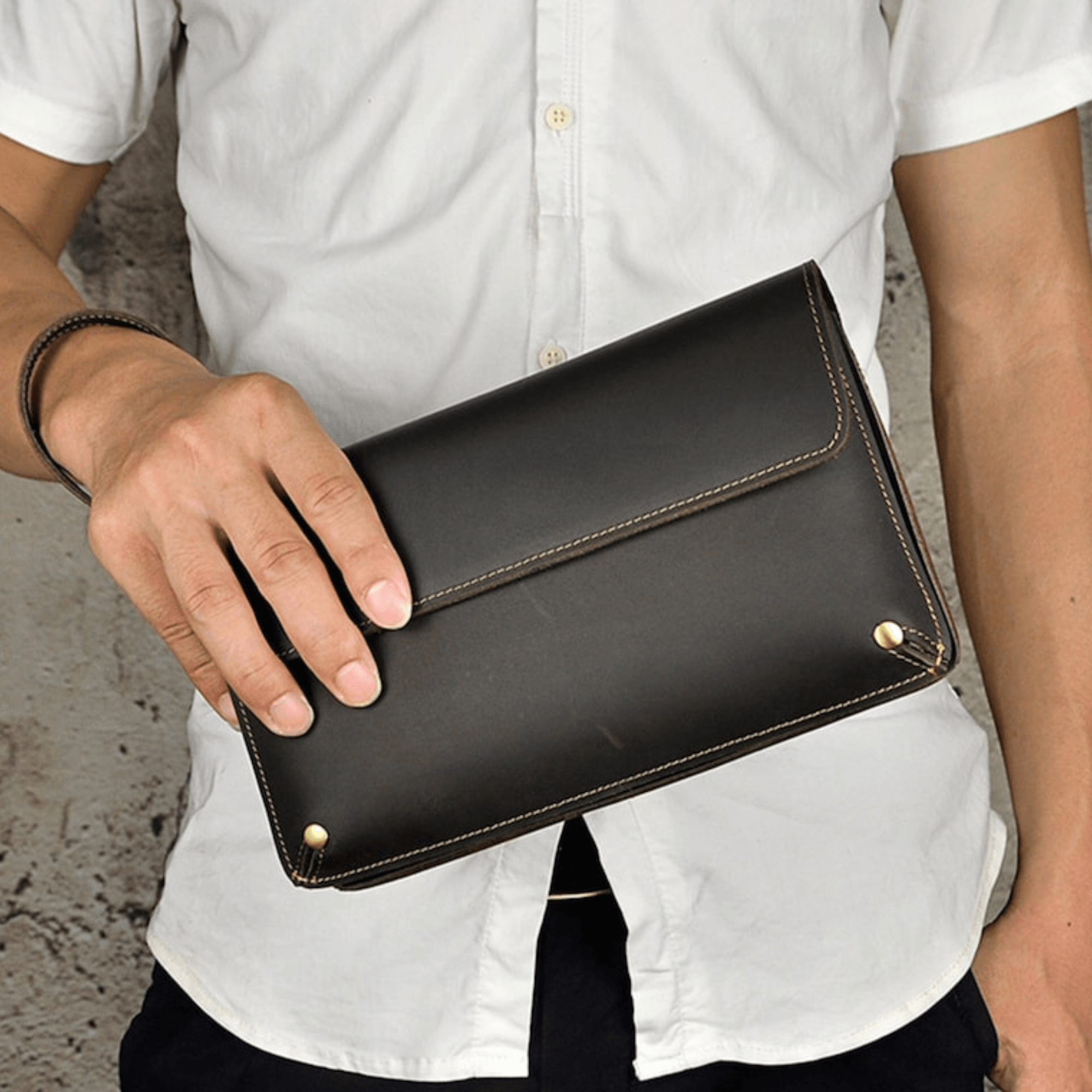 Men's Leather Phone Clutch Wallet - Leather Shop Factory