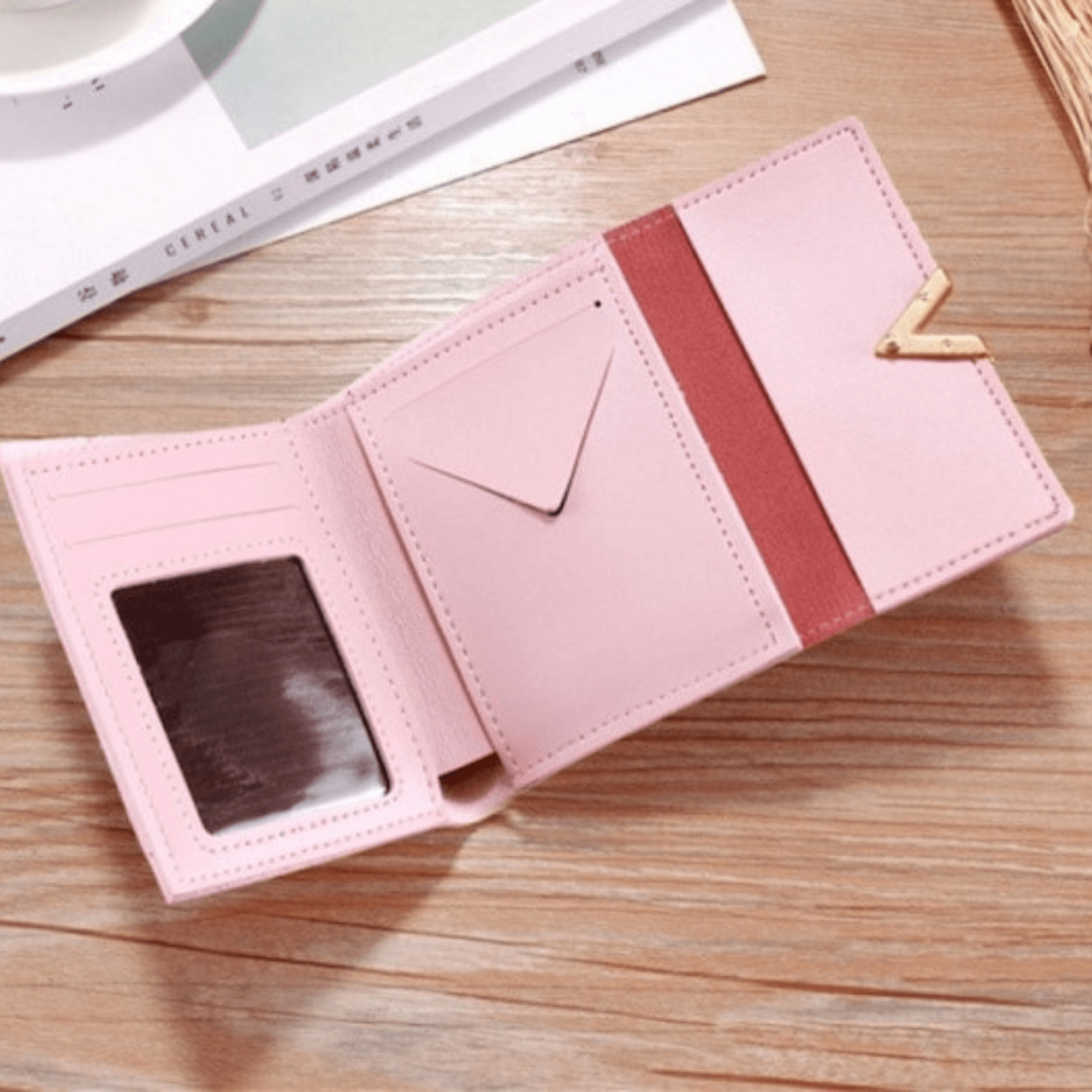Fashion Ladies Short Wallet Tri-fold Wallet Color Wallet Coin Purse Card Holder - Leather Shop Factory