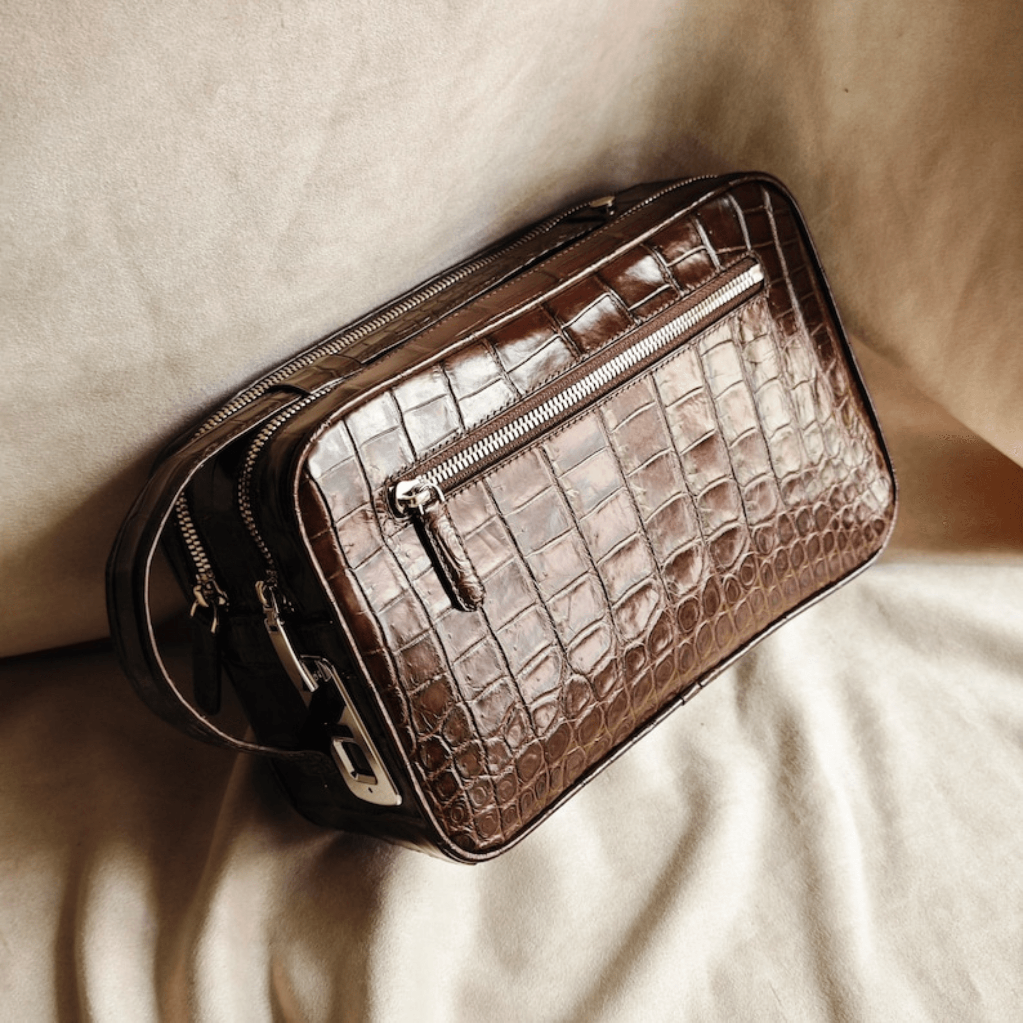 Leather clutch golf alligator mens