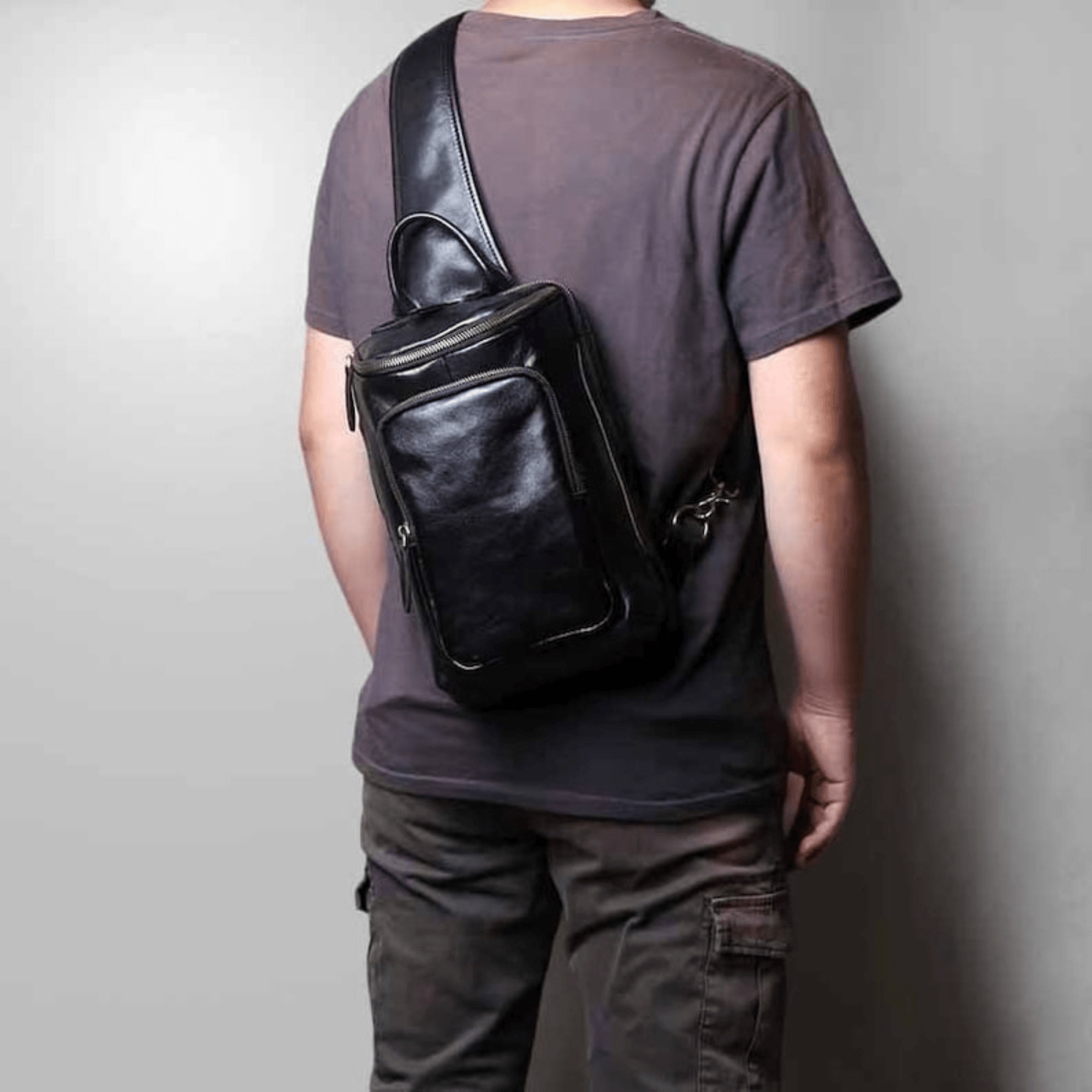 Leather sling bag for men - Leather Shop Factory