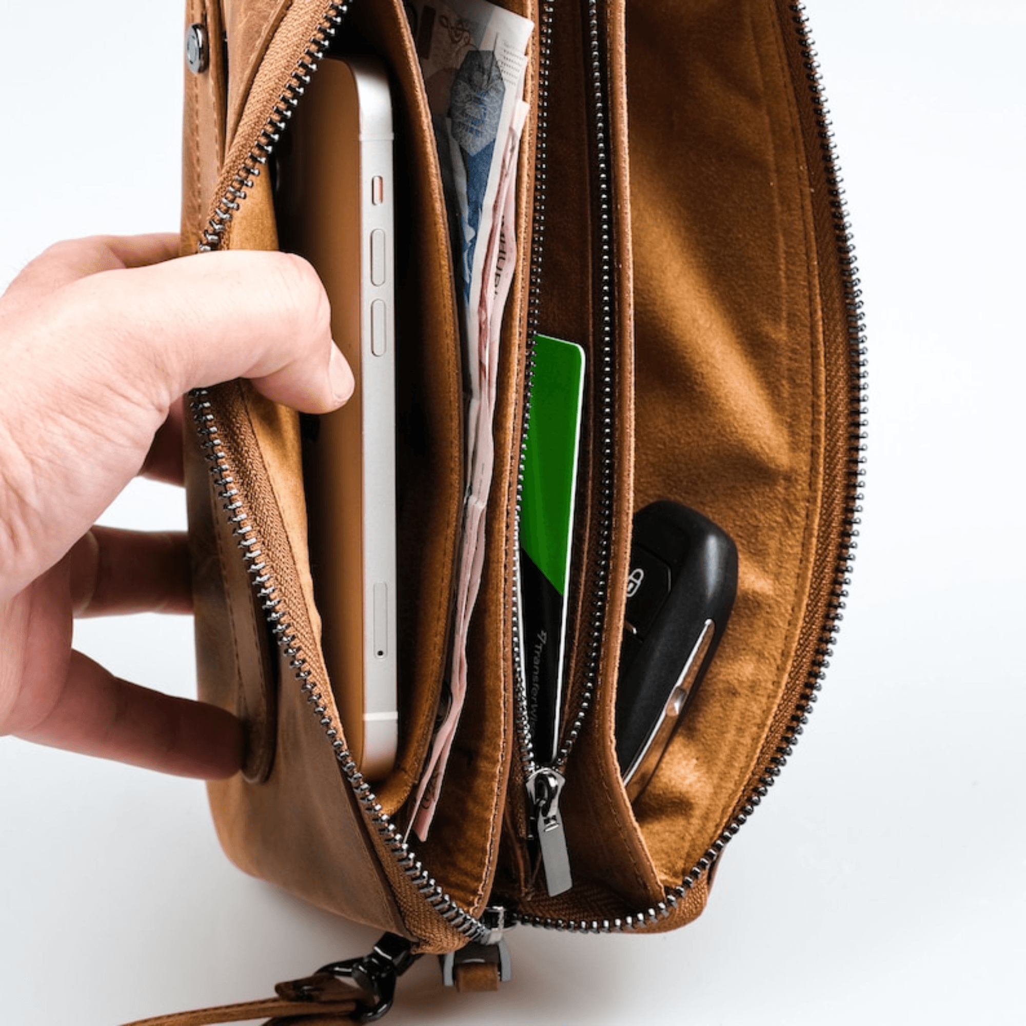 Personalized leather clutch bag for mens - Leather Shop Factory