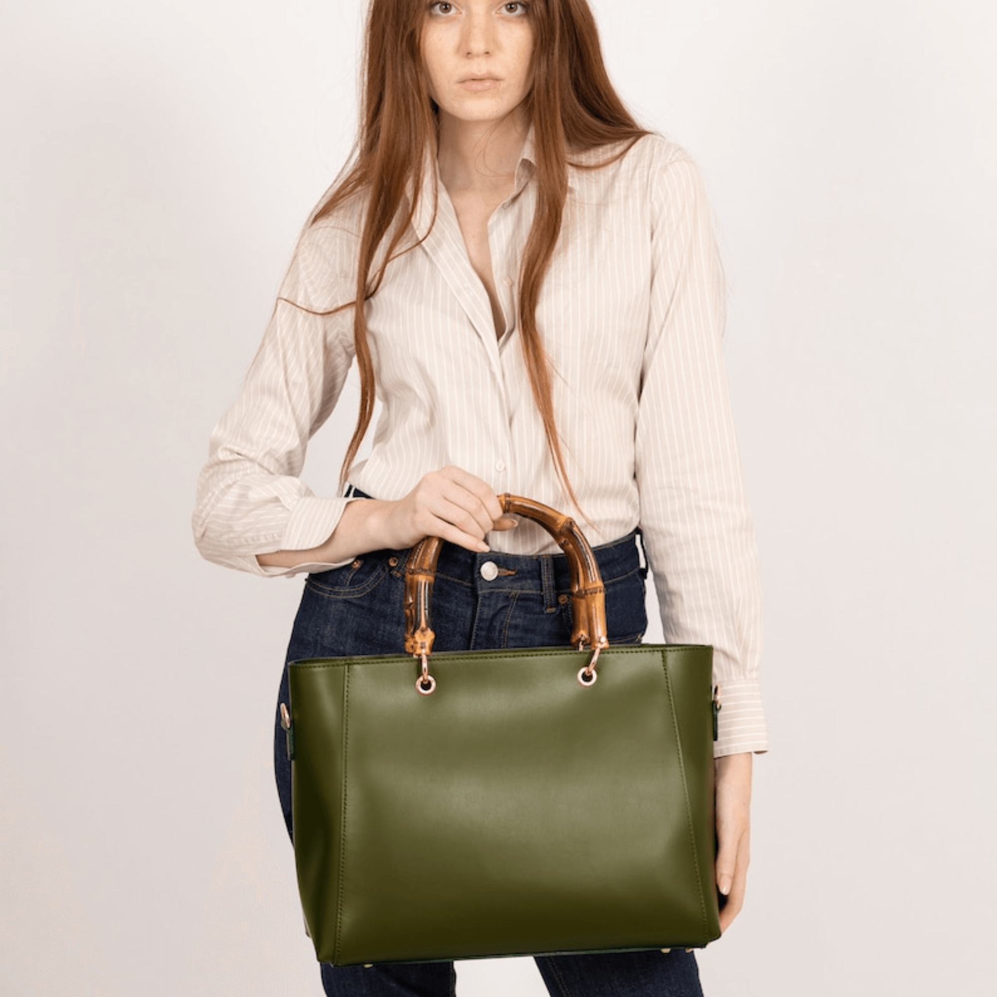 Bamboo Handle Bag - Leather Shop Factory