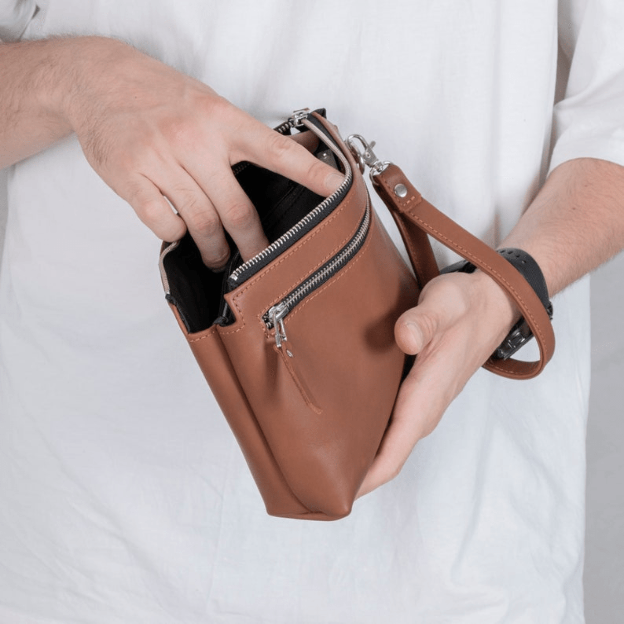 Leather wristlet clutch bag men - Leather Shop Factory