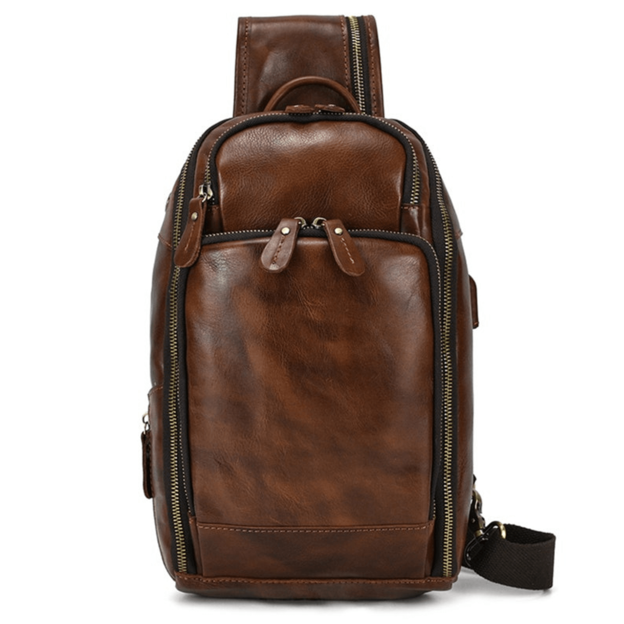Sling Bag with Adjustable Strap and Multiple Pockets - Leather Shop Factory