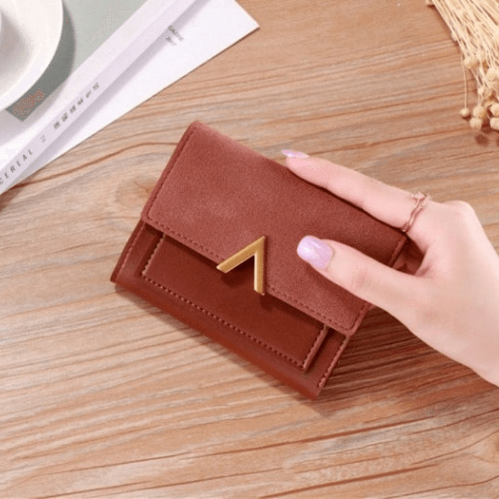 Fashion Ladies Short Wallet Tri-fold Wallet Color Wallet Coin Purse Card Holder - Leather Shop Factory