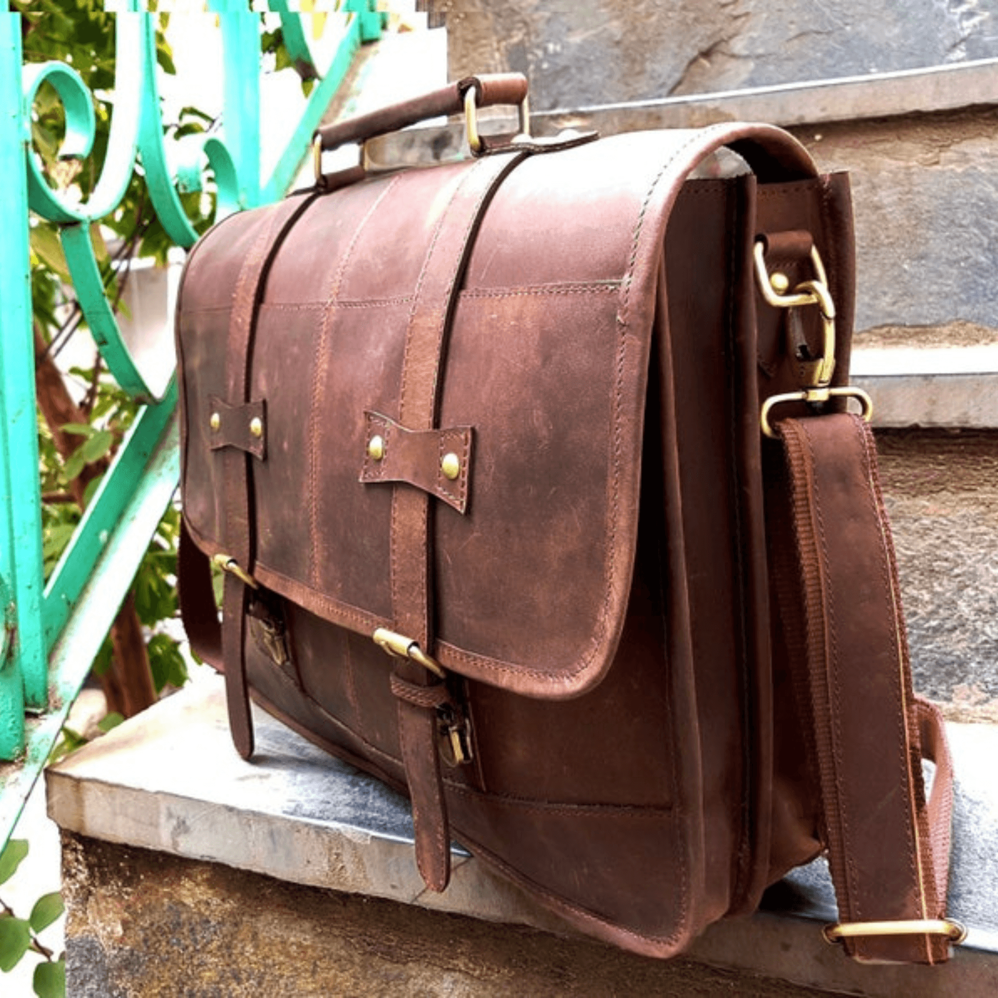 Vintage Rustic Messenger - Handcrafted in India - Leather Shop Factory