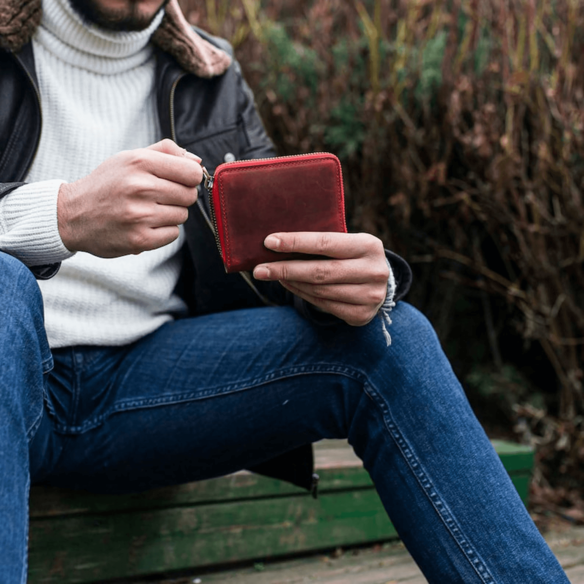 Handmade leather zipper wallet - Leather Shop Factory