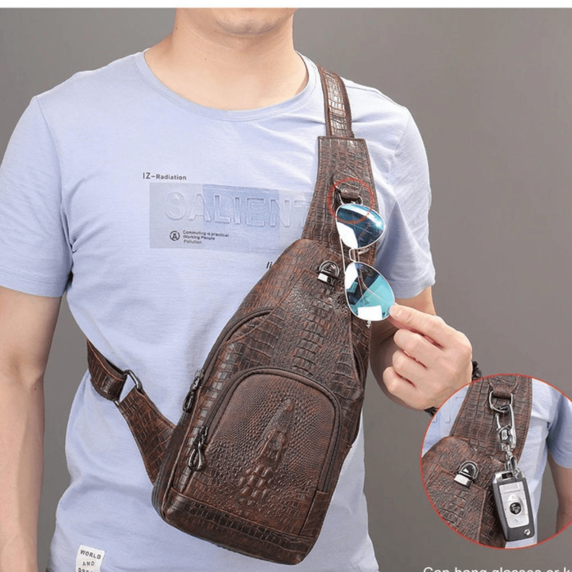 Genuine Leather Sling Bag Anti-Thief Crossbody - Leather Shop Factory